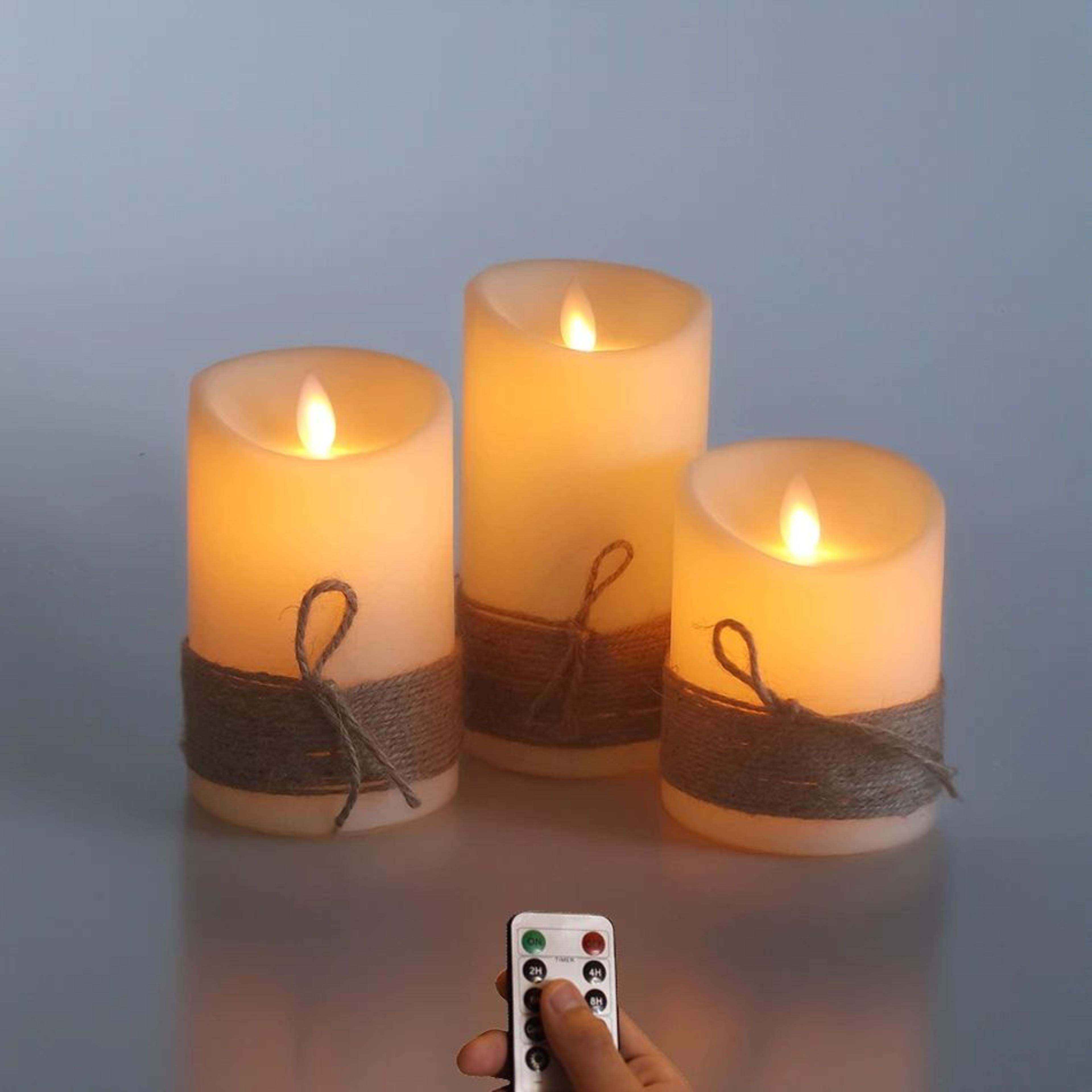 3 piece vintage led flameless candles with dancing flame