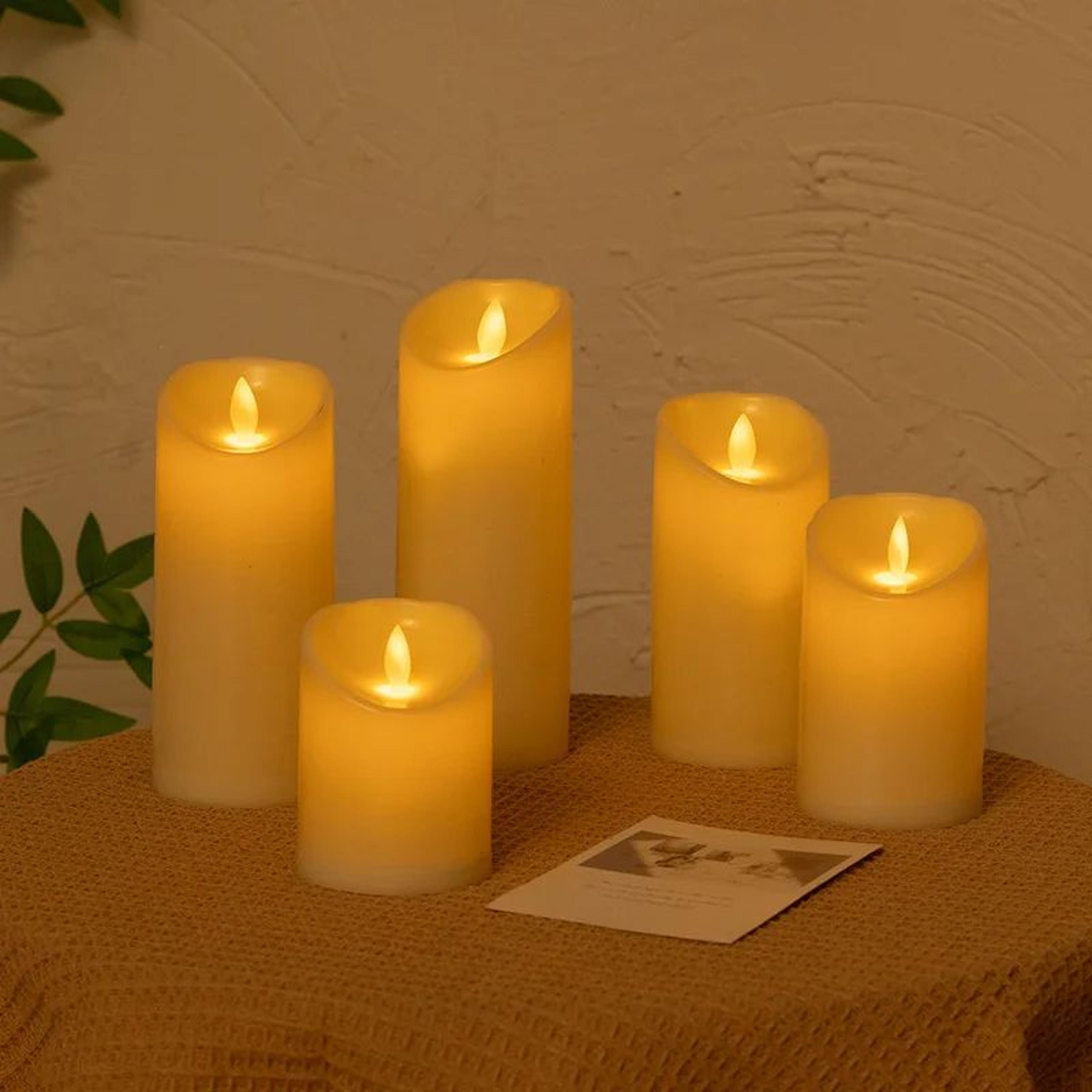 led flameless flickering candles with 3d flame for home decor