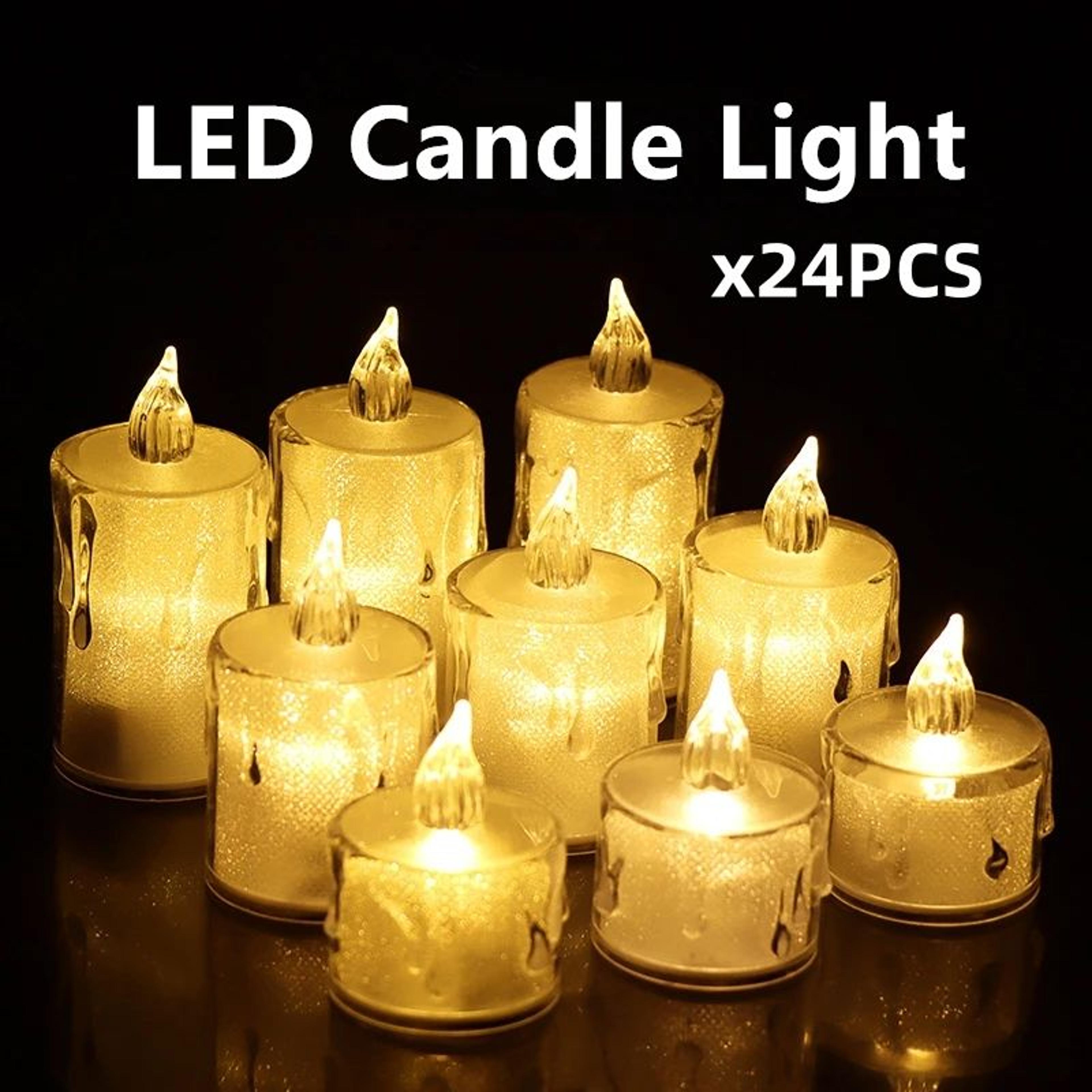 24 piece flameless led flickering pillar candles for home and party decor