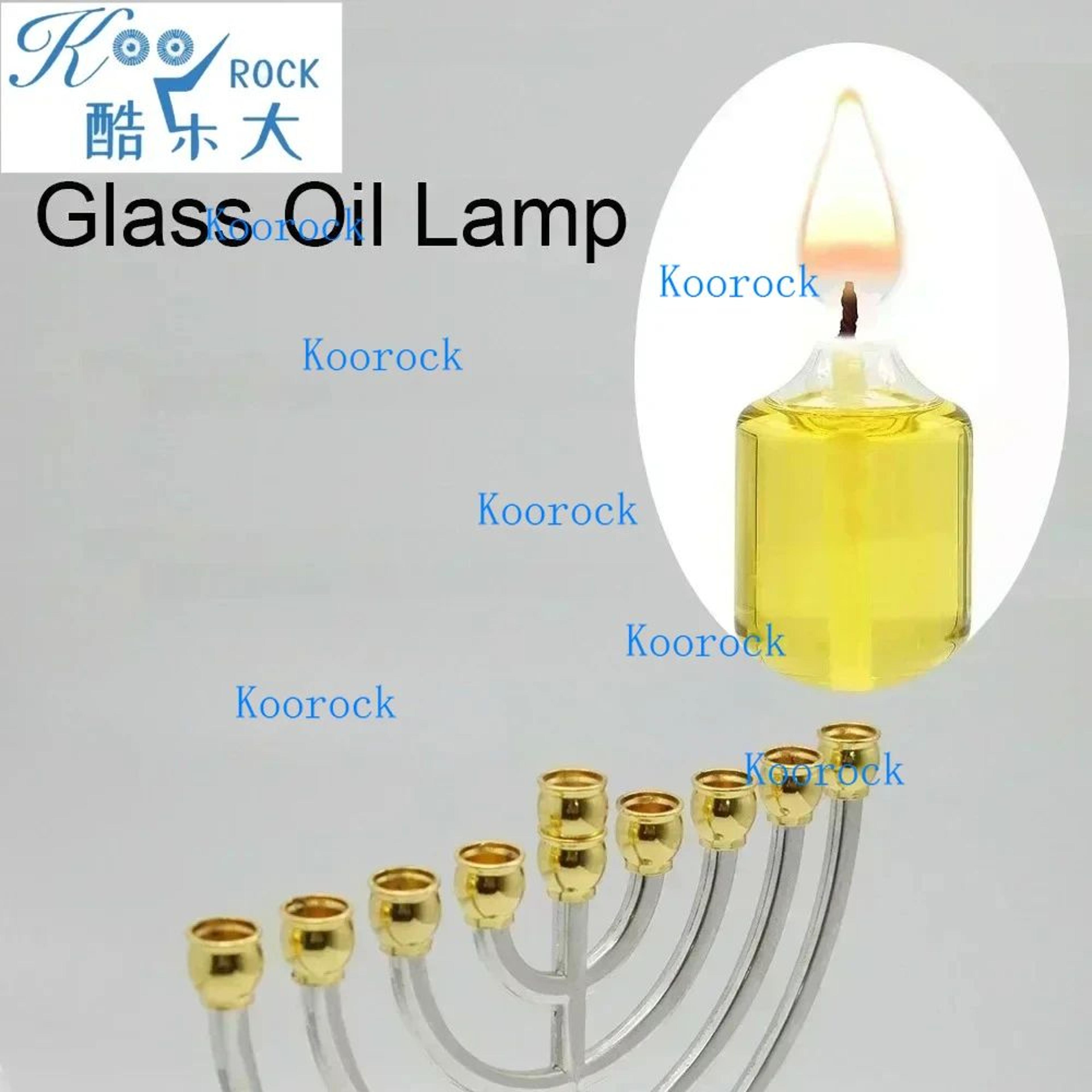 glass 9 wick hanukkah menorah oil lamp candle holder