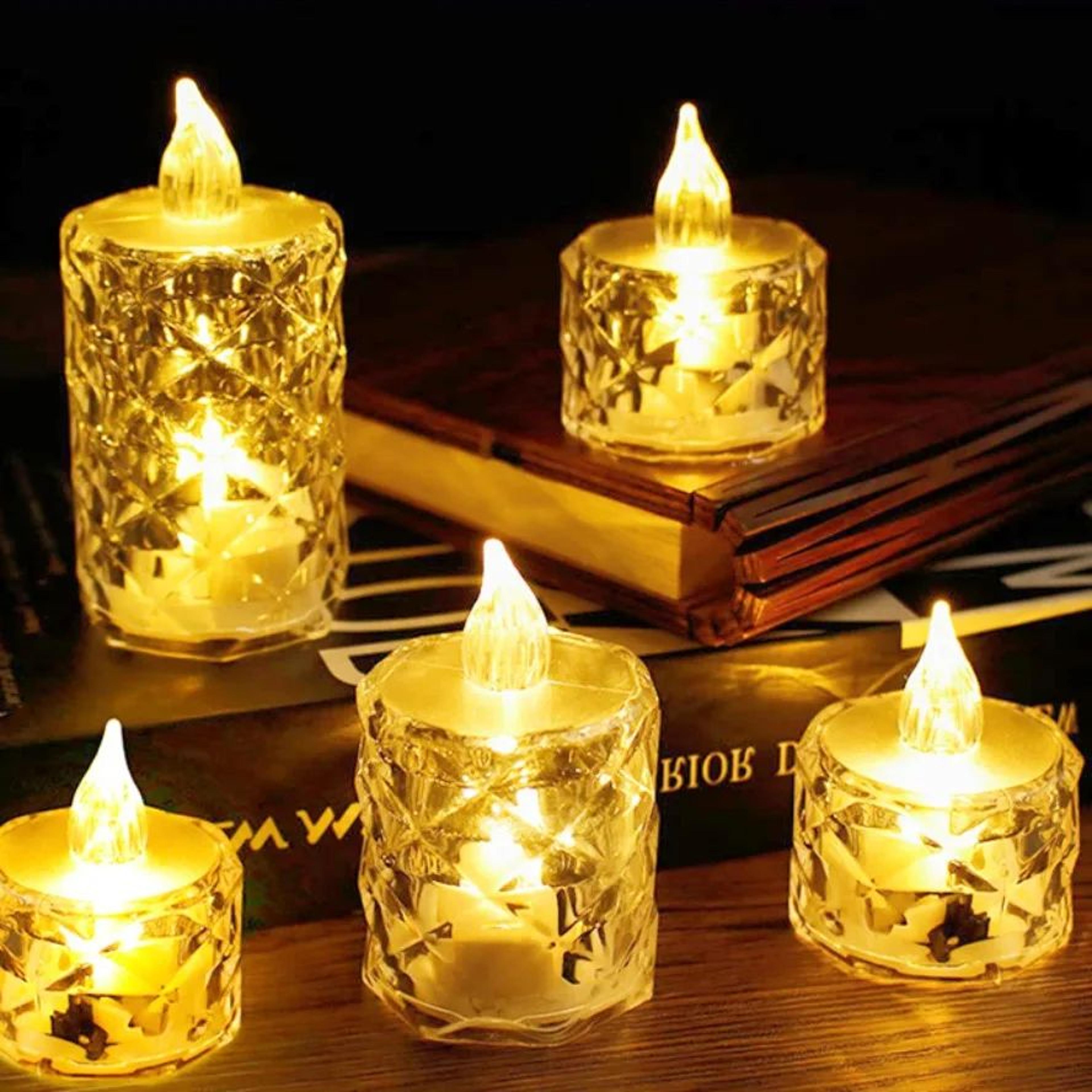 led crystal flameless candle night light for home and party decor