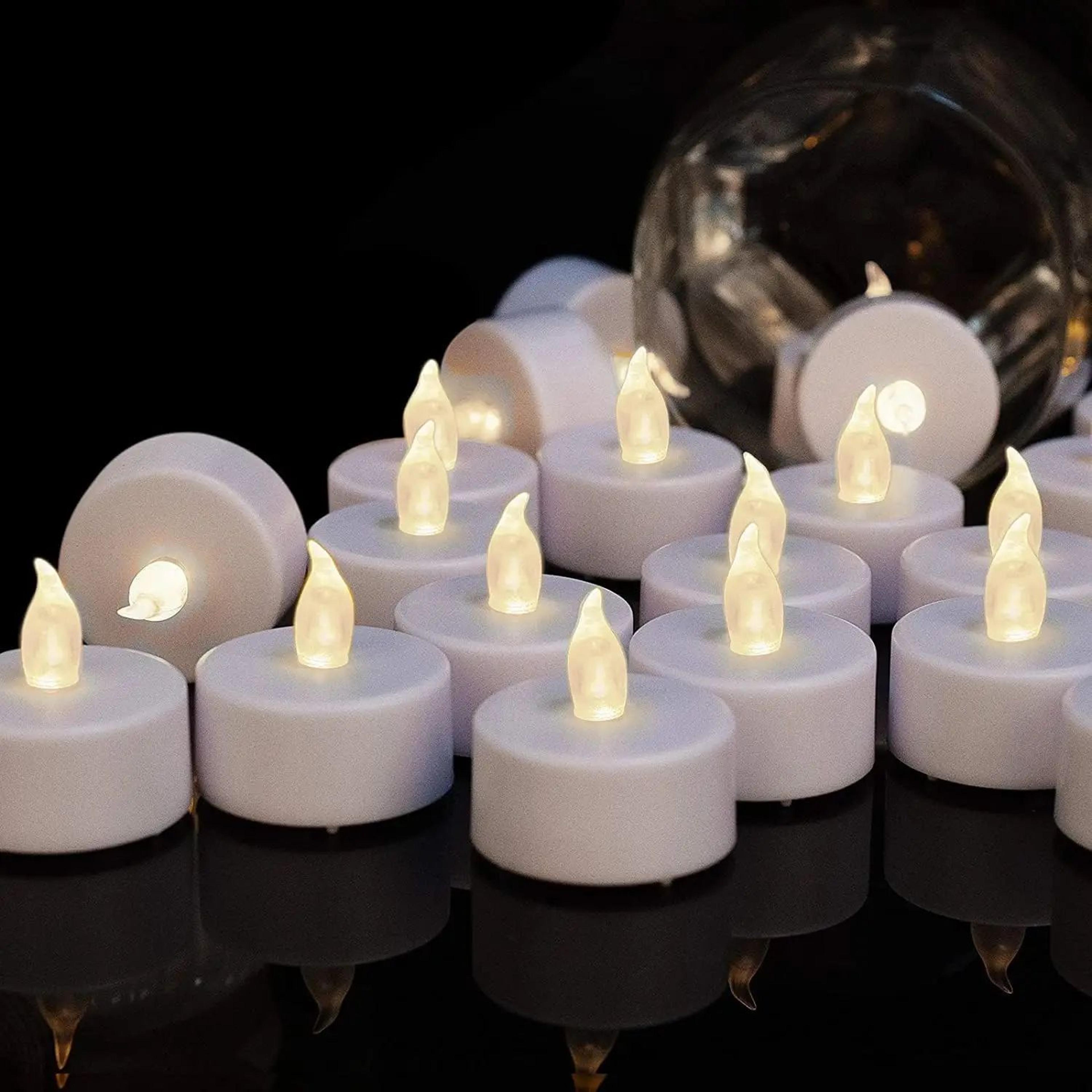 24 piece warm white flameless led tealight candles for holiday and party decor