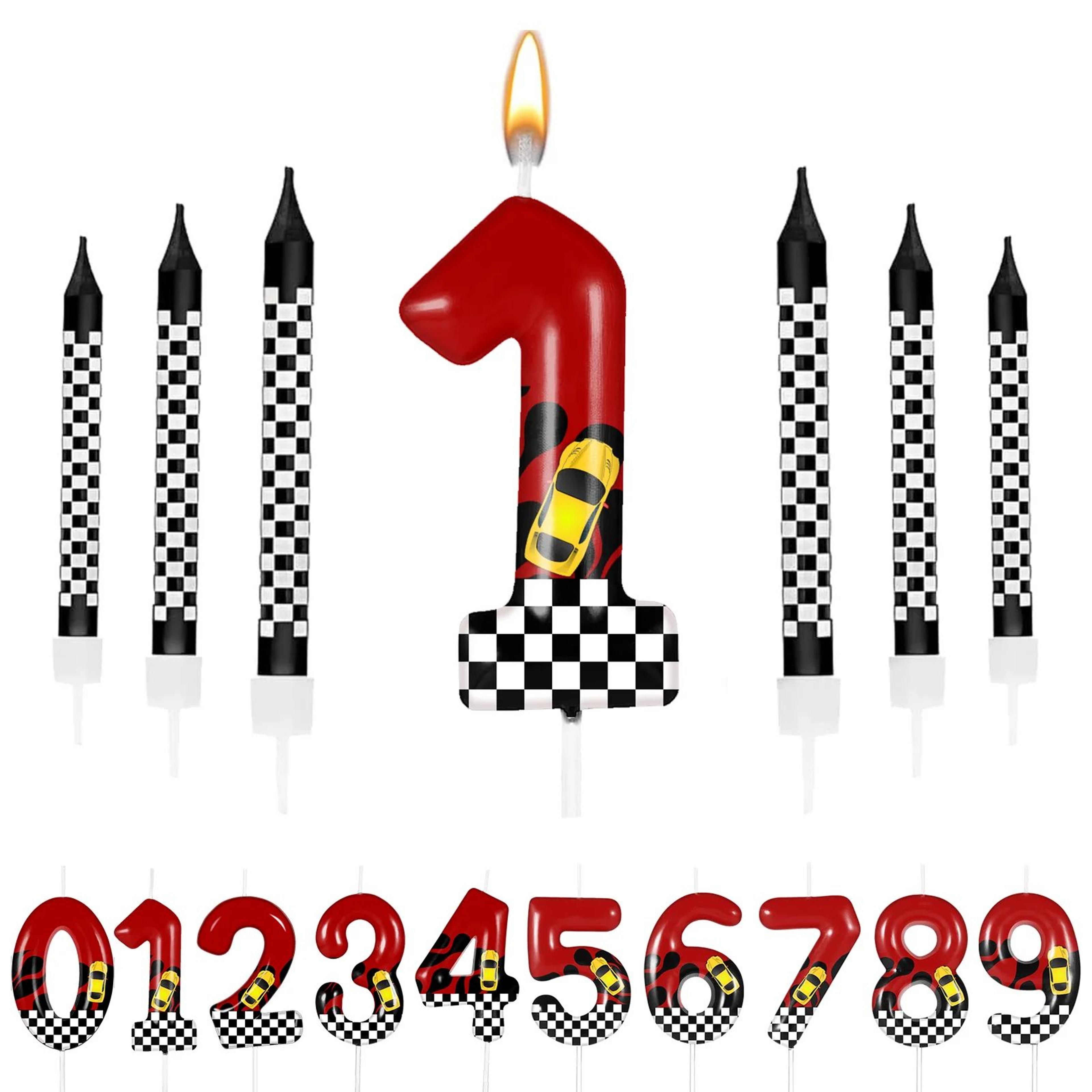 racing car number birthday cake candles and cake topper set