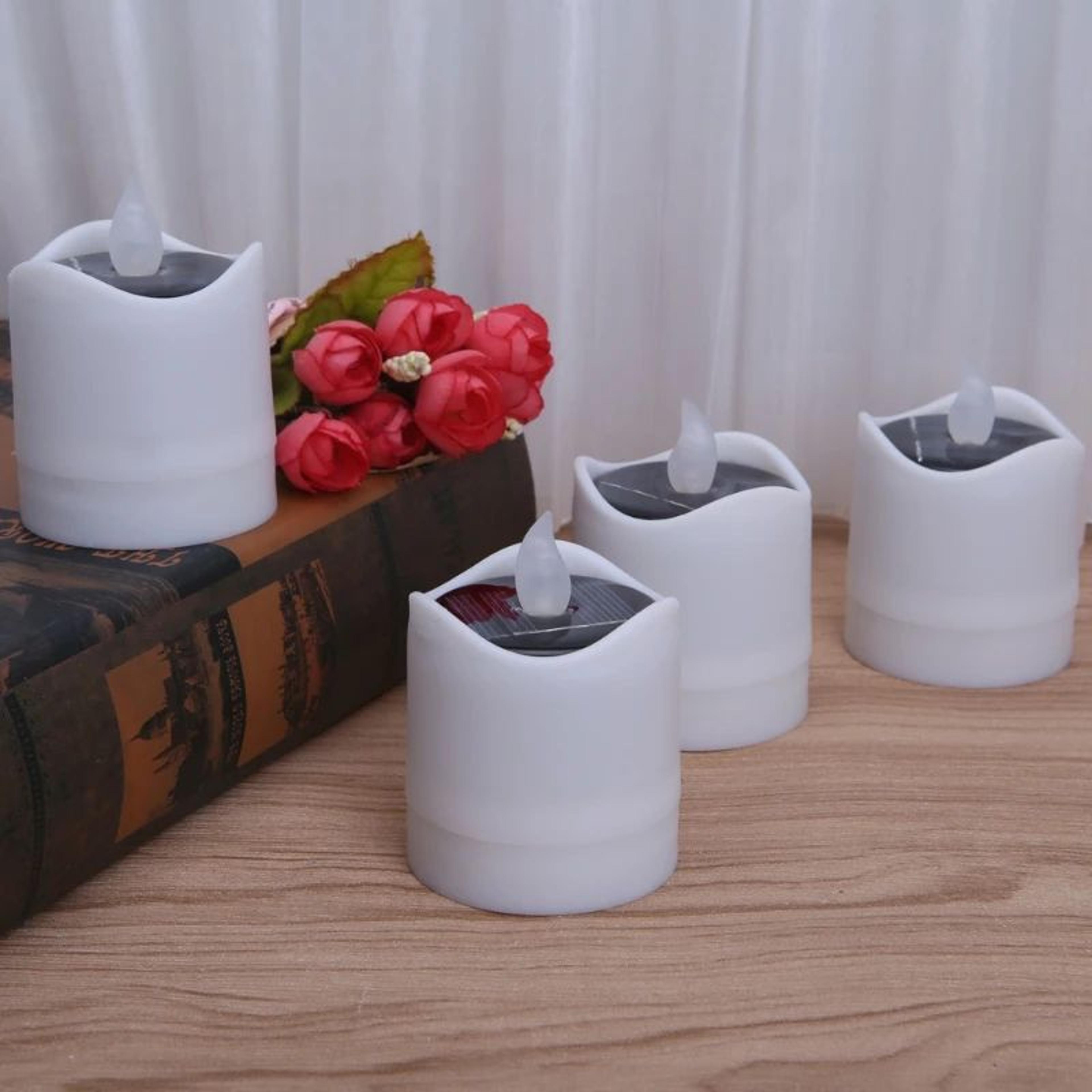 solar powered led flickering tea light candle for outdoor decor