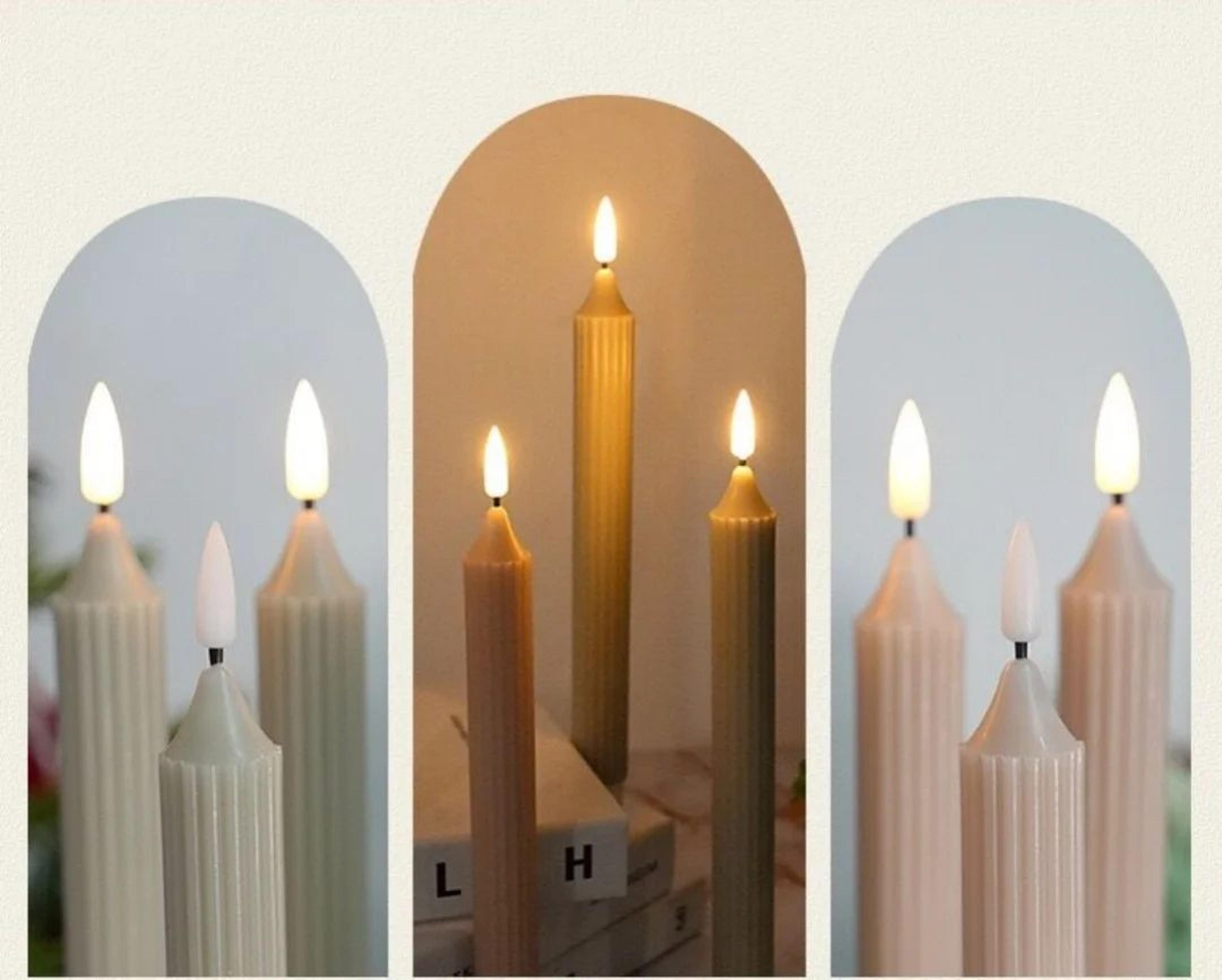 led flameless taper candles with remote control and 3d flickering wick
