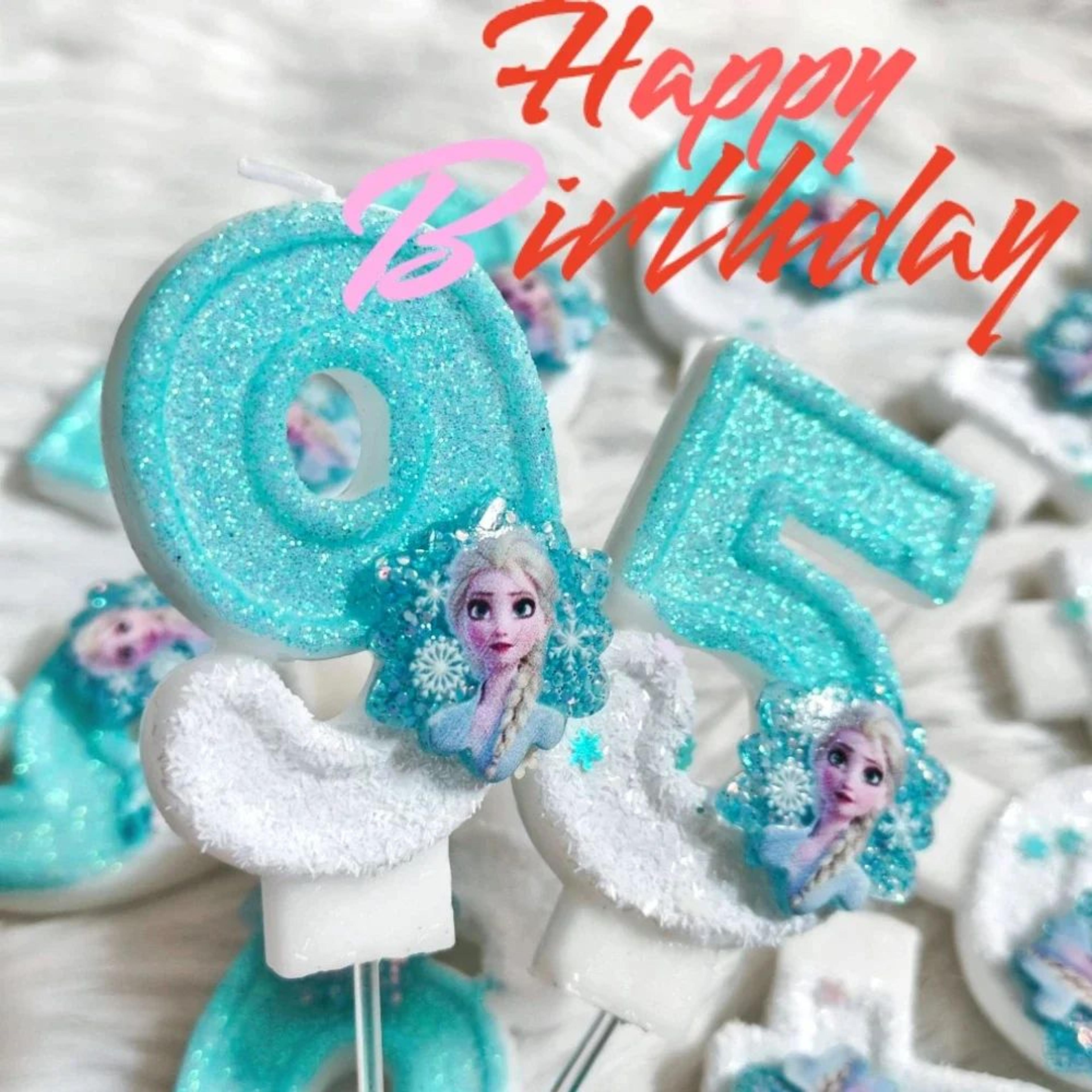 frozen cartoon number birthday cake candle