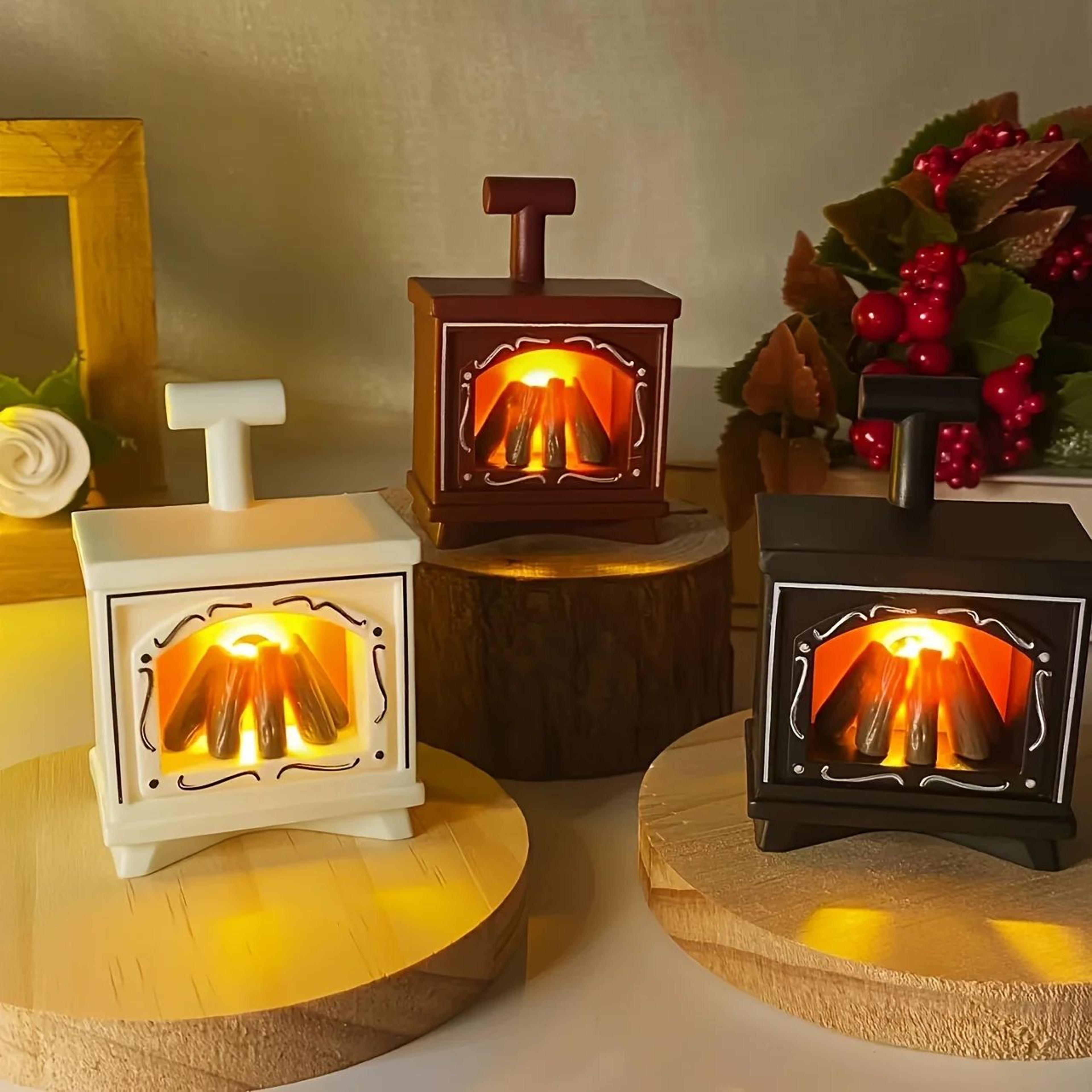 retro led fireplace flame lantern night light