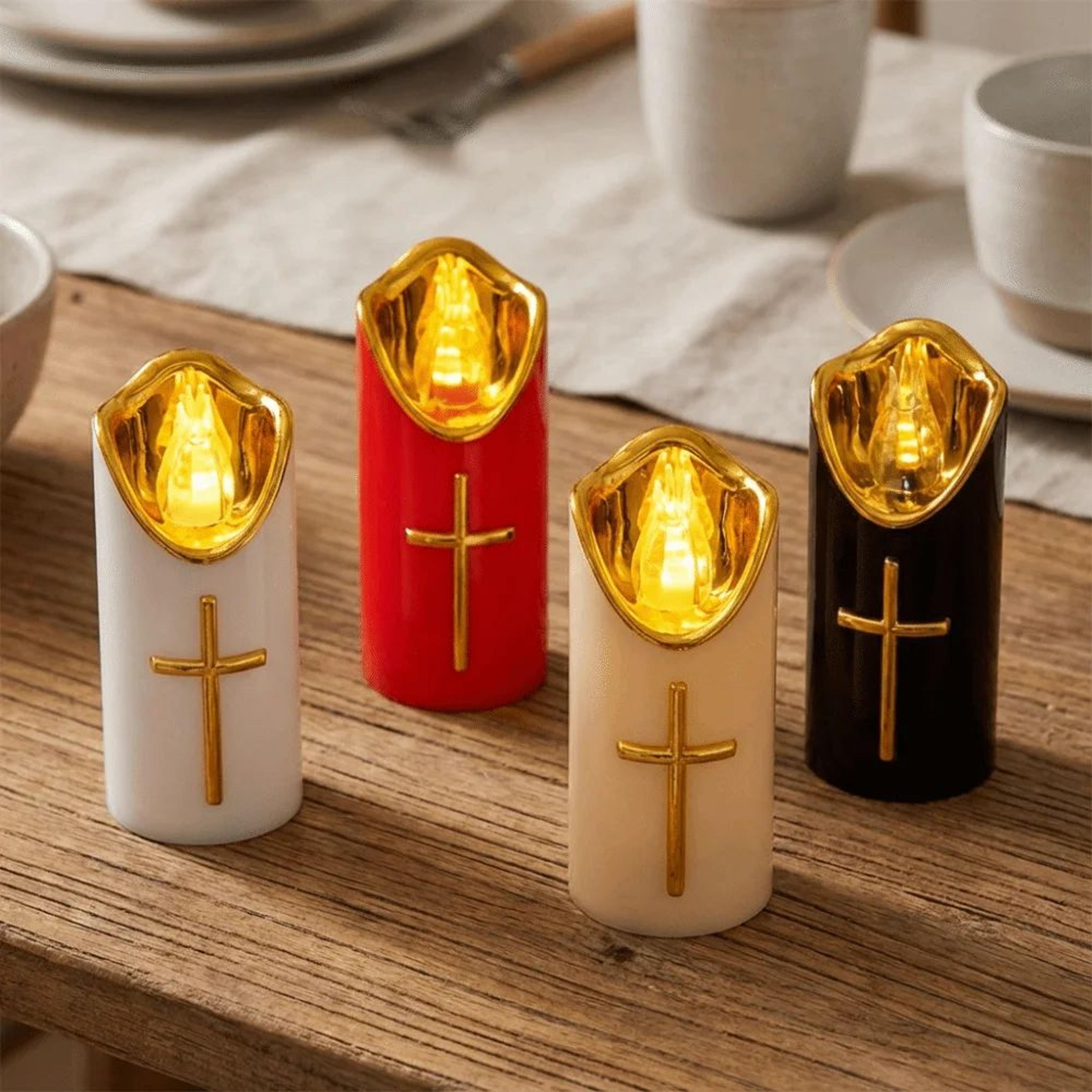 reusable christian cross led flameless candle
