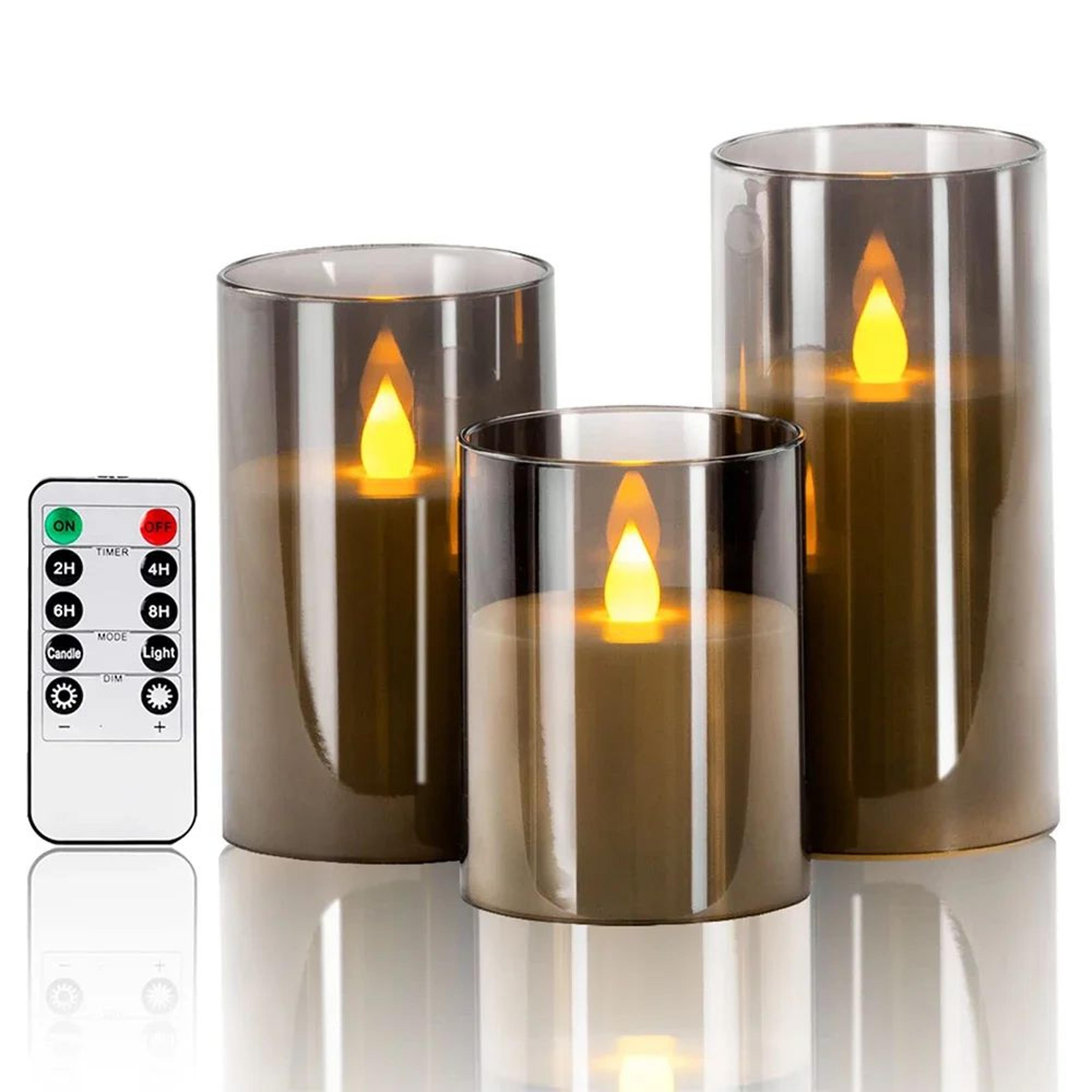 led acrylic flameless candle set with remote and timer