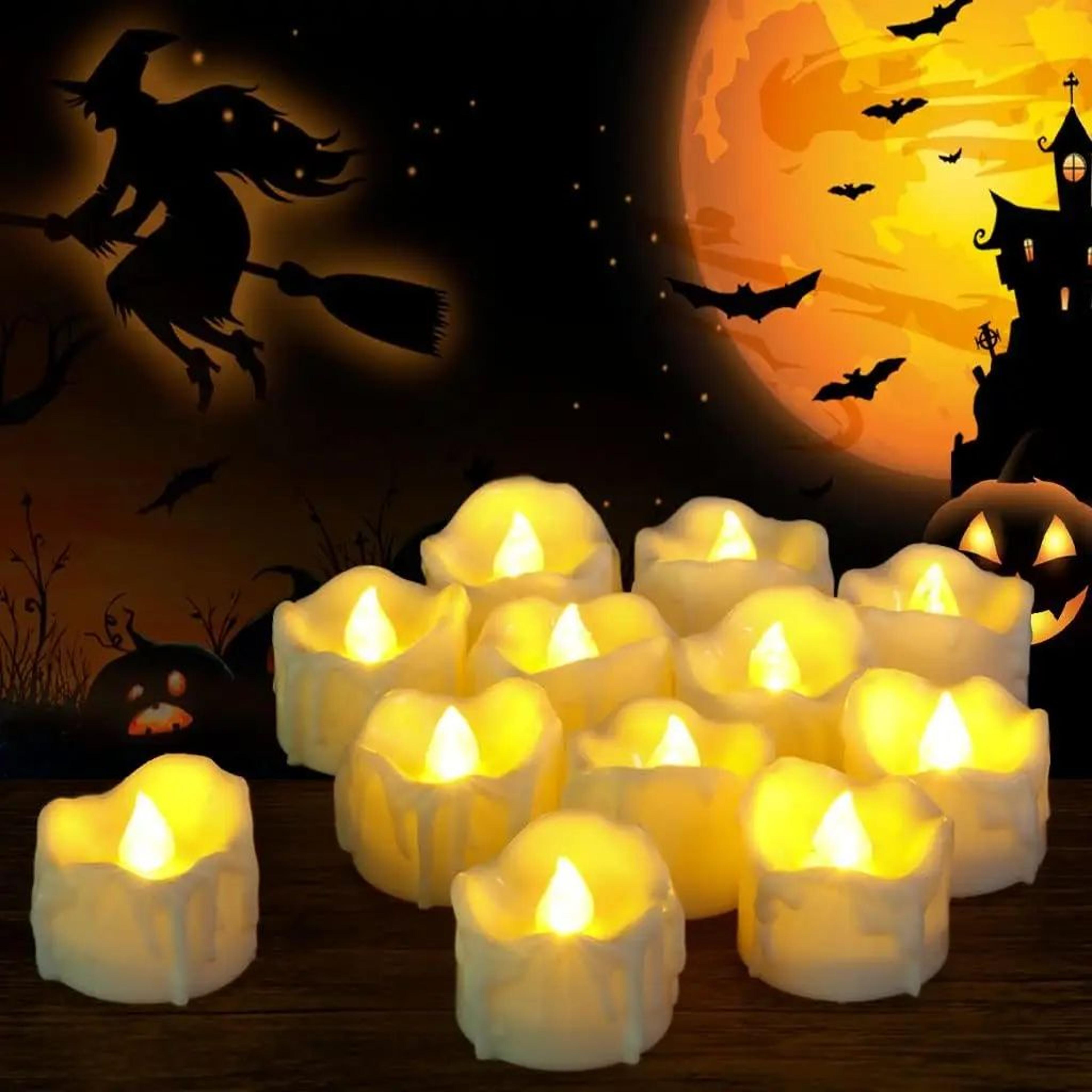 flameless led tea light candles realistic flickering wax effect set