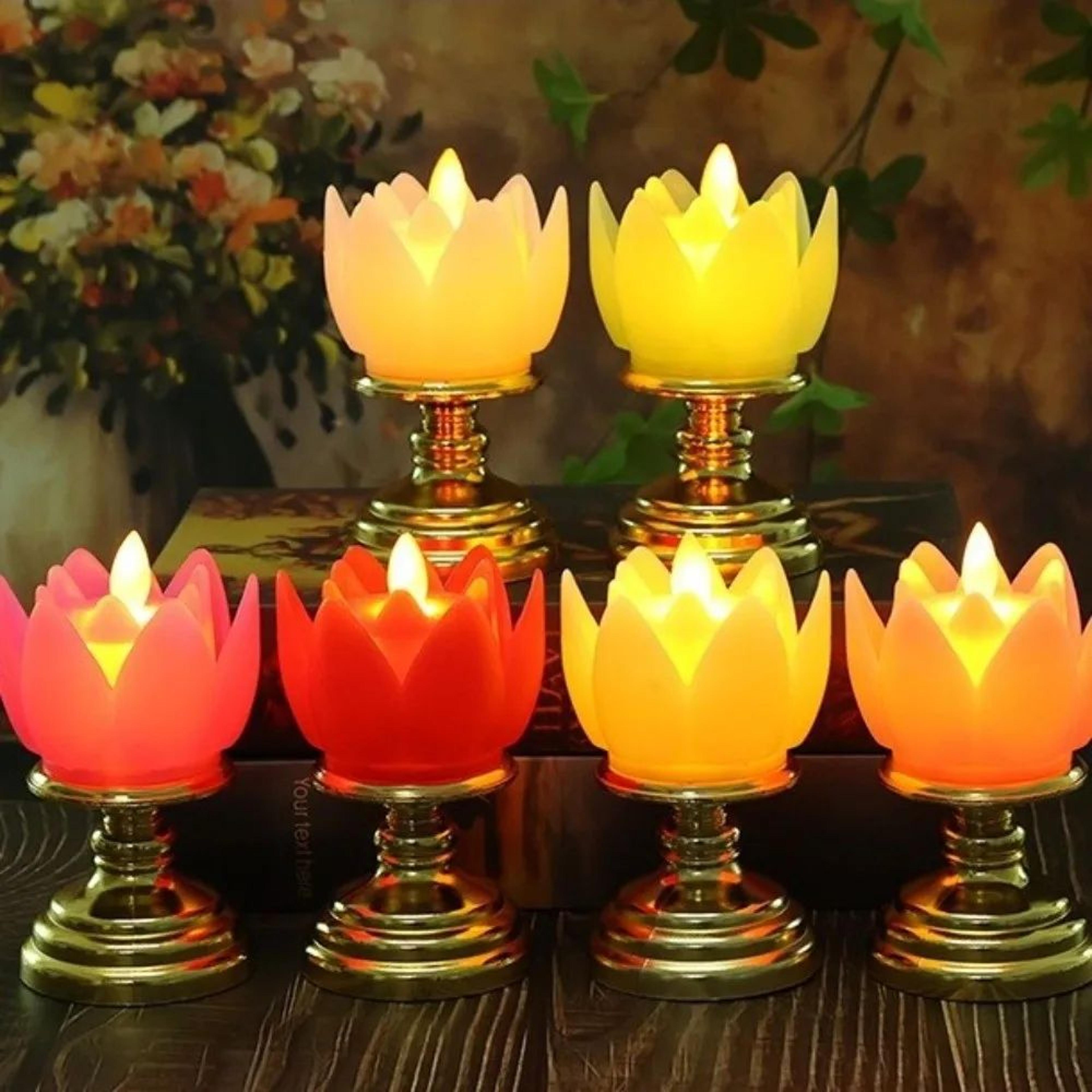 led lotus prayer candle lamp battery operated decorative light