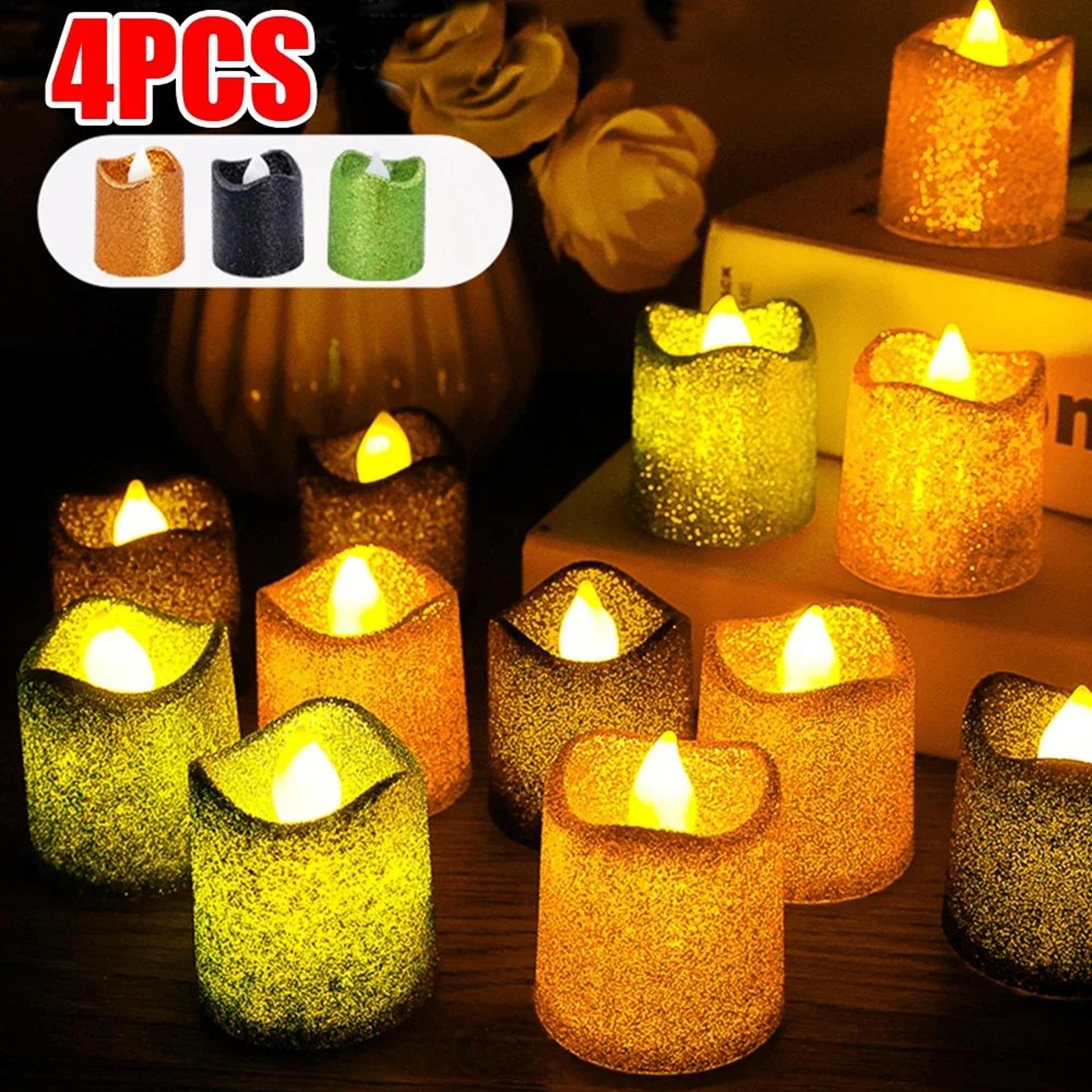 glitter flameless led tea light candles multi color wave design