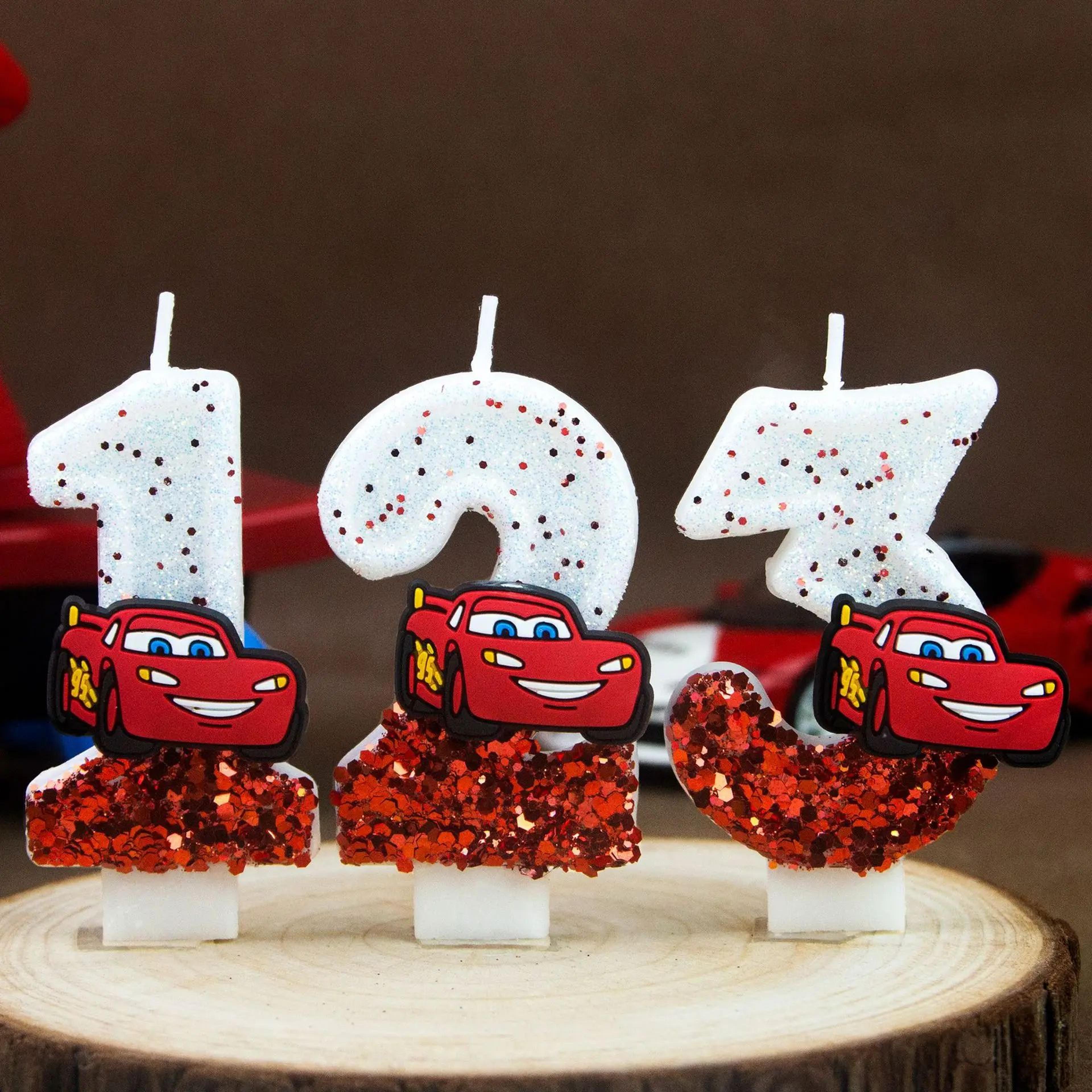 racing car number birthday candle cake topper 0 to 9