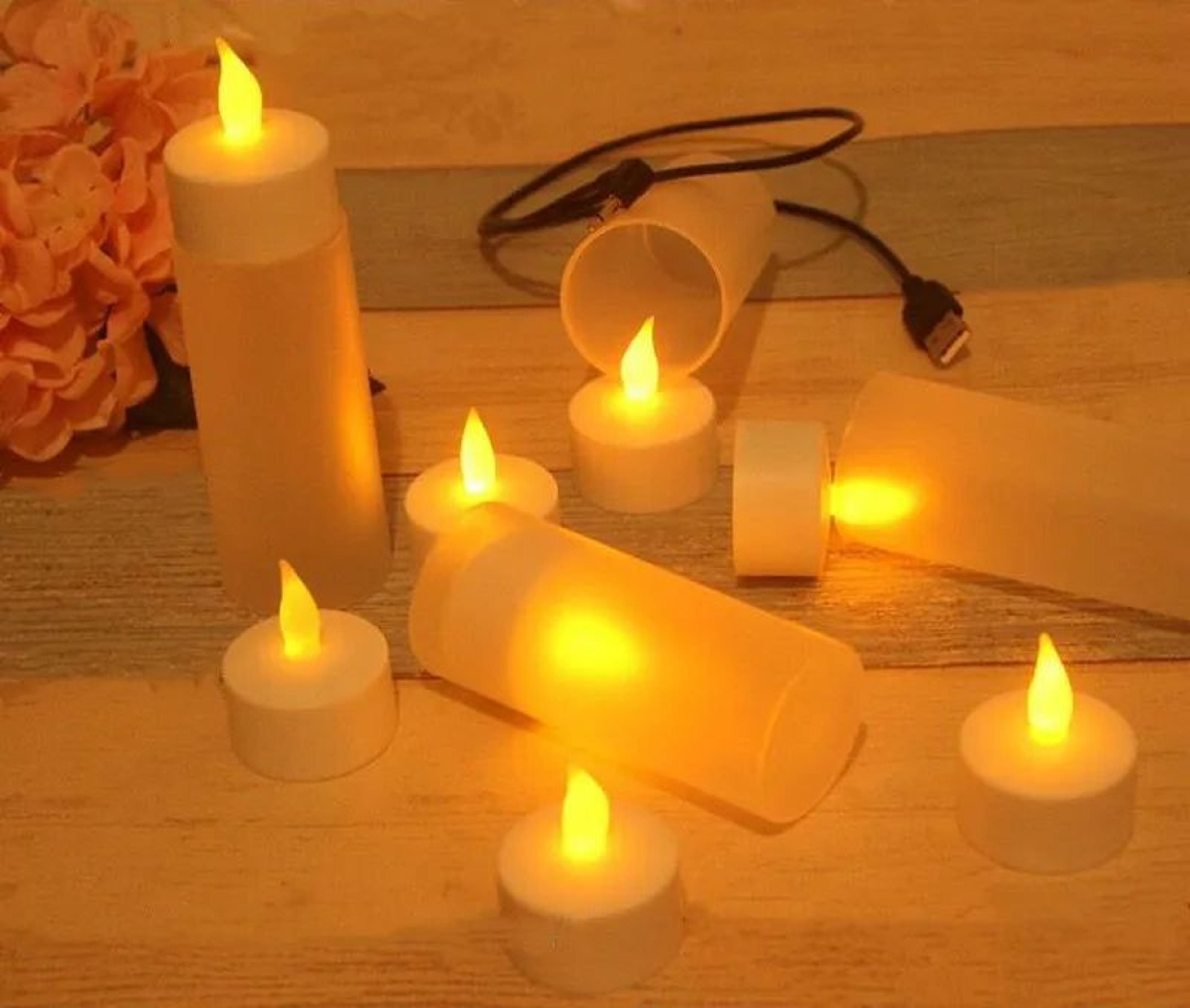 usb rechargeable led flameless candle flickering amber light