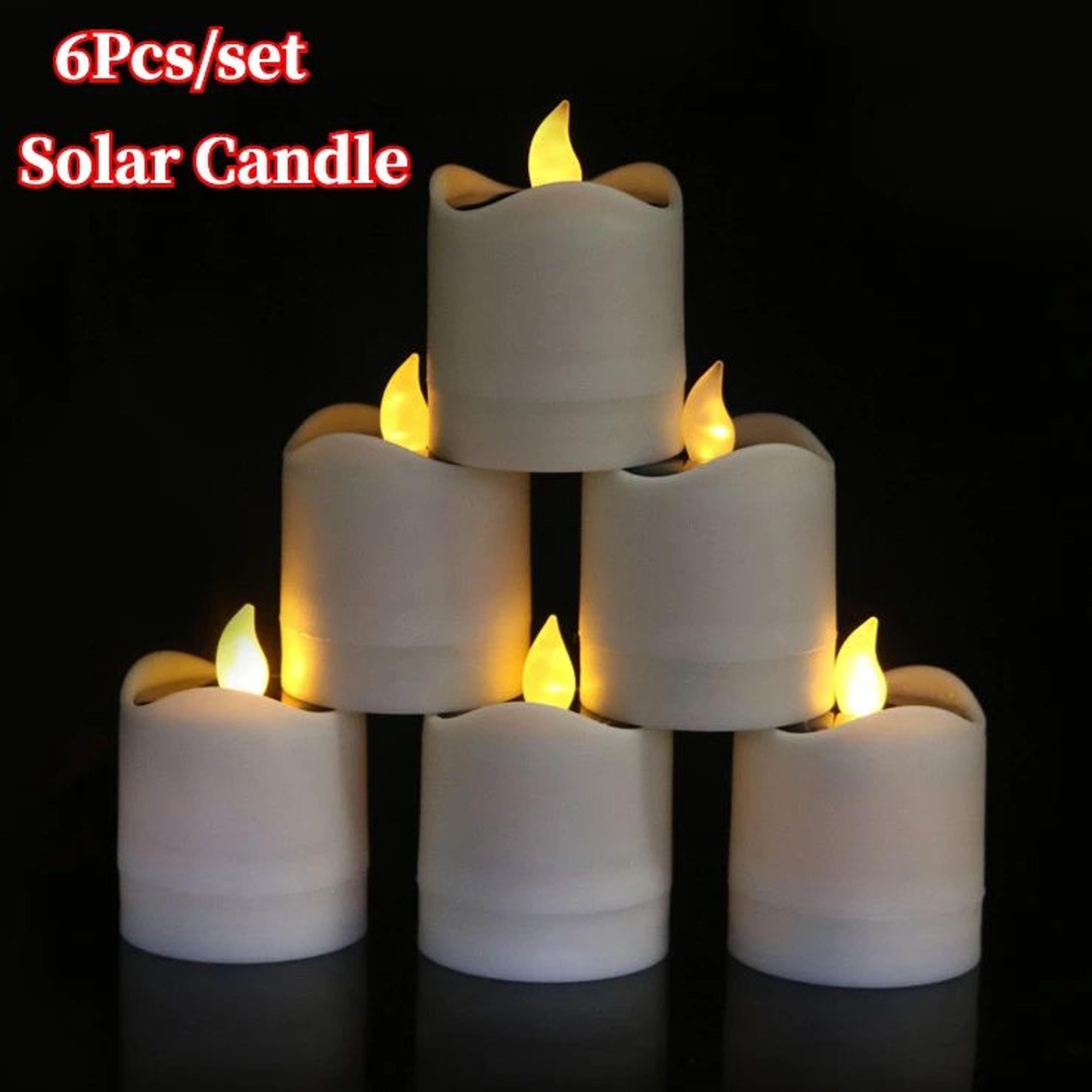 6 piece solar powered led flickering tea light candles
