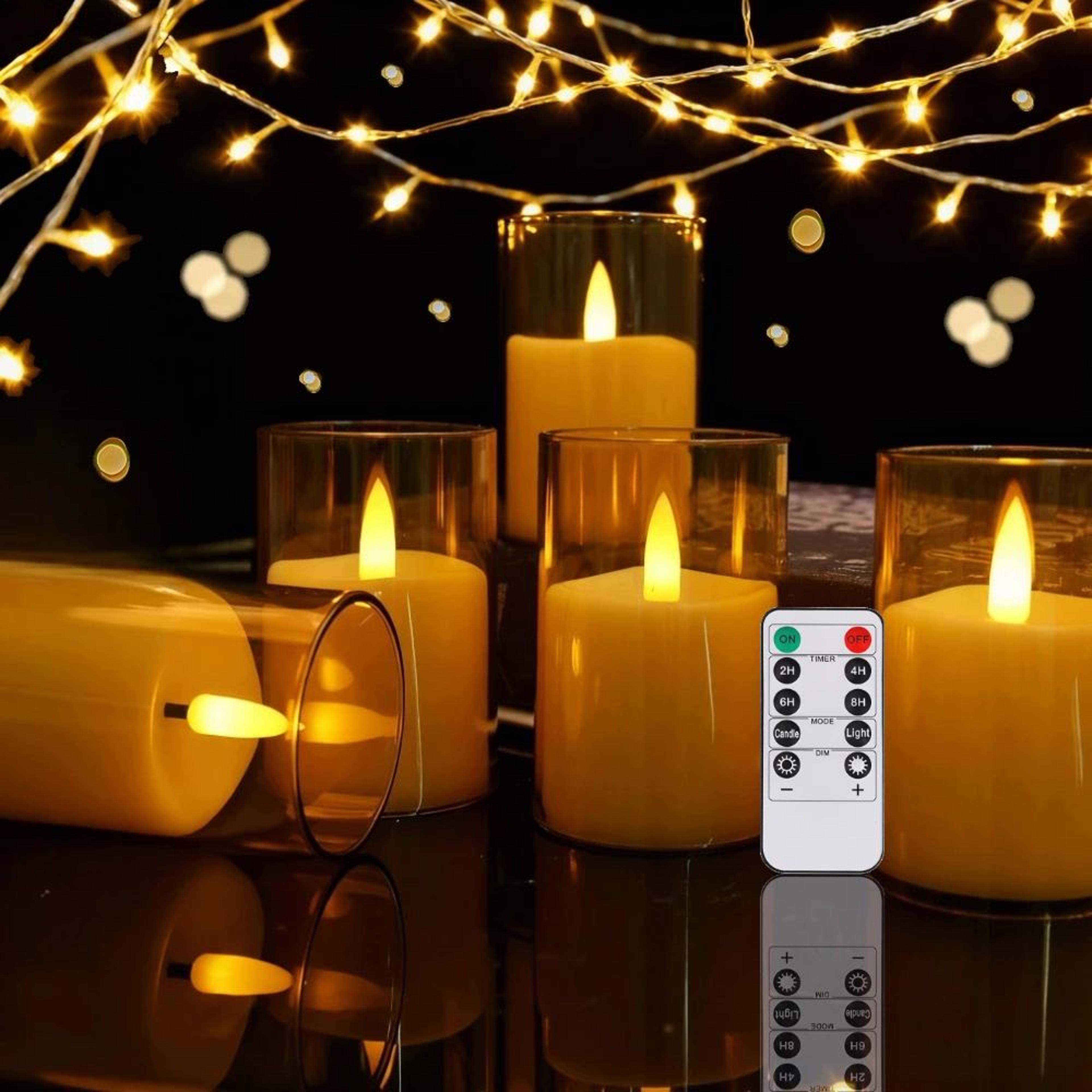 flameless led candles with 3d wick remote timer and lampshade