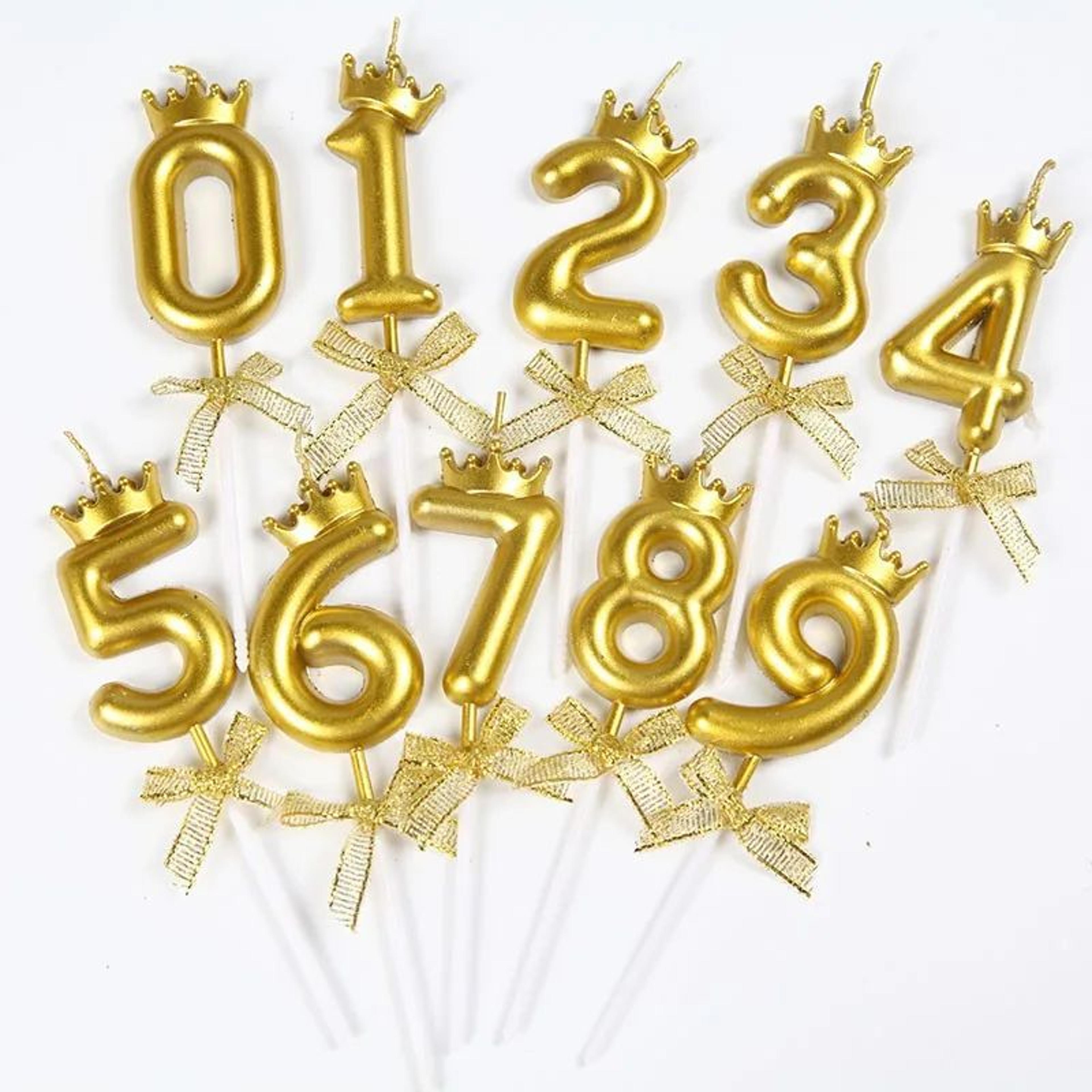 rose gold crown bow number birthday candle 0 to 9