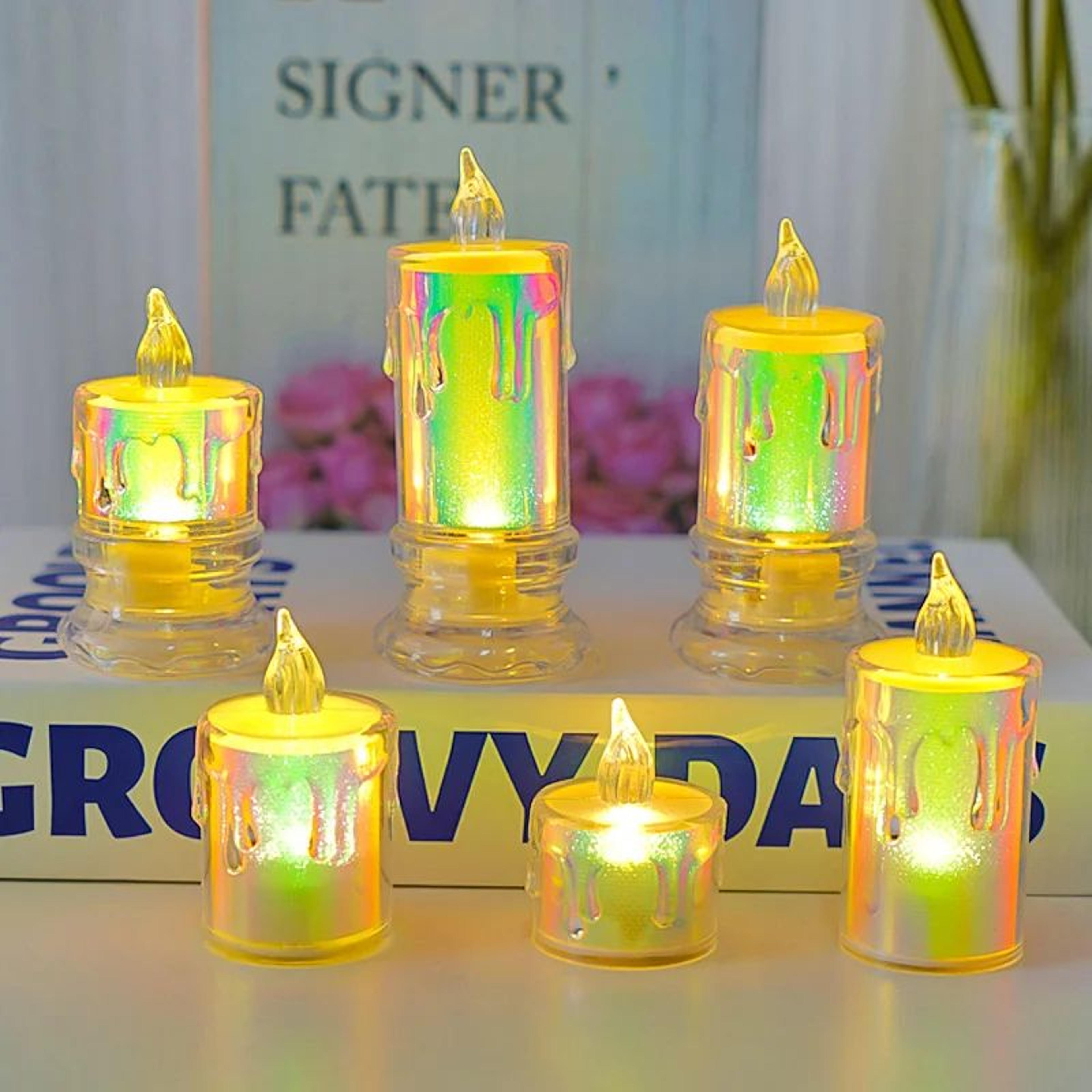 led flameless acrylic tealight candles battery operated flickering decor set