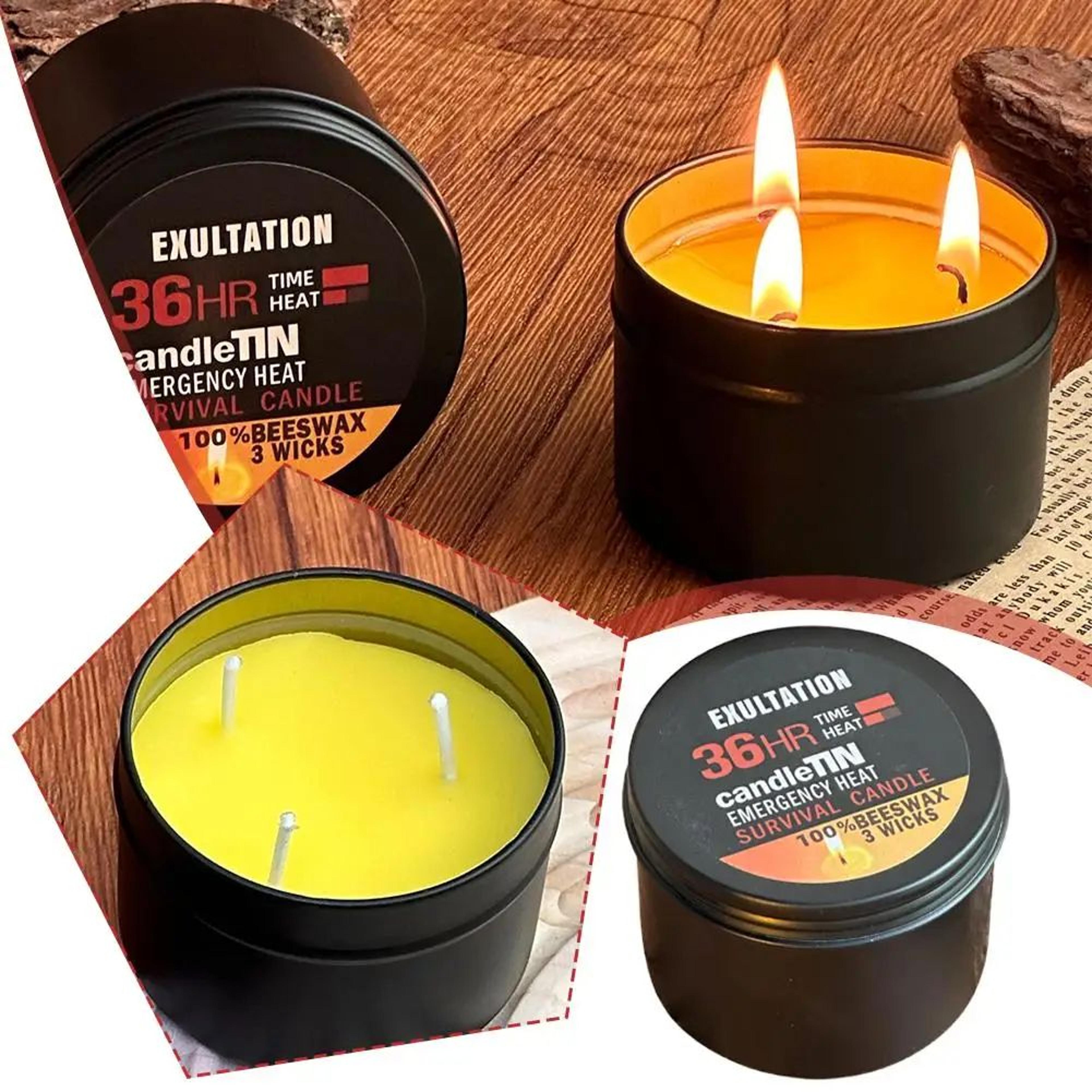 36 hour beeswax emergency survival candle with 3 wicks