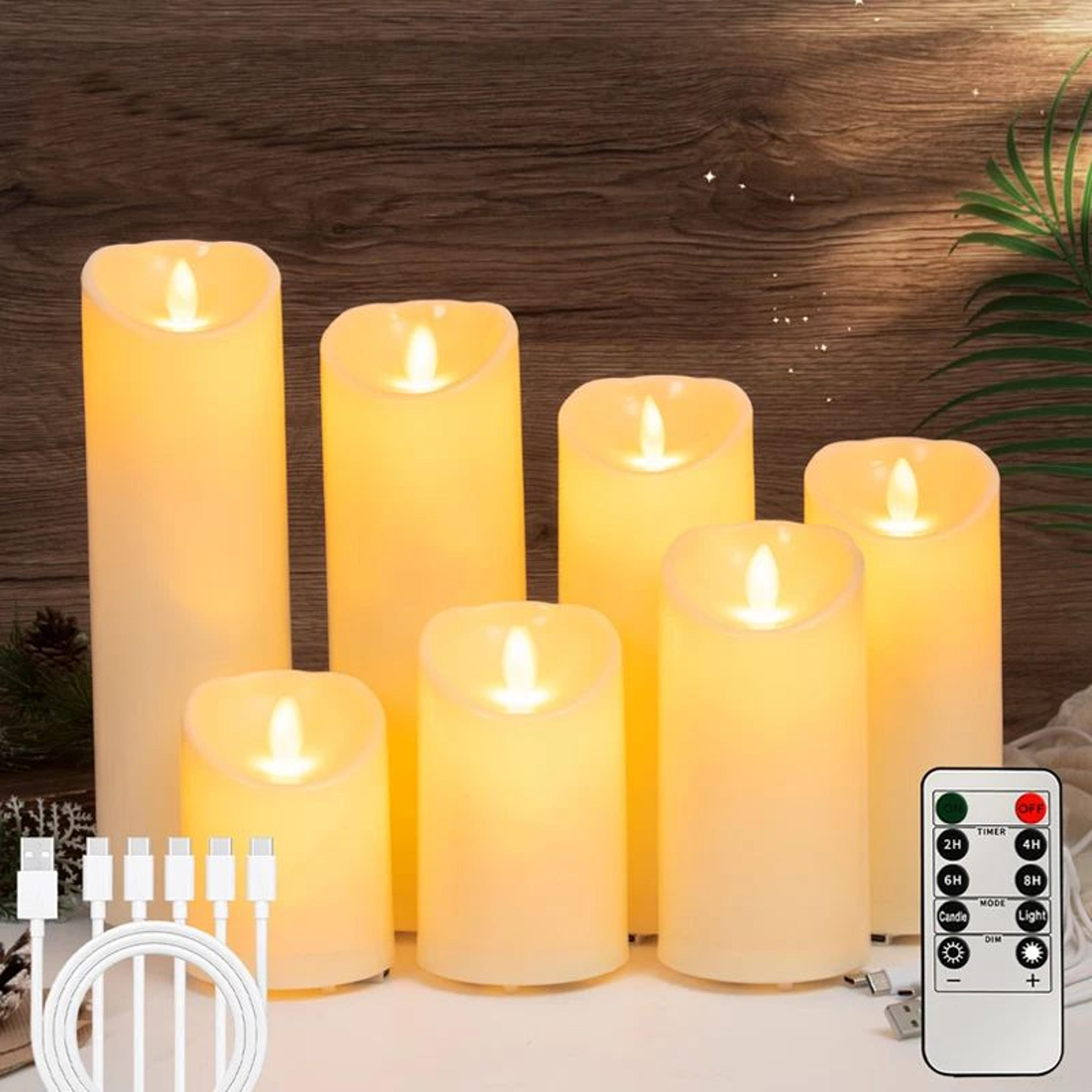 usb c rechargeable led pillar candle with remote and timer