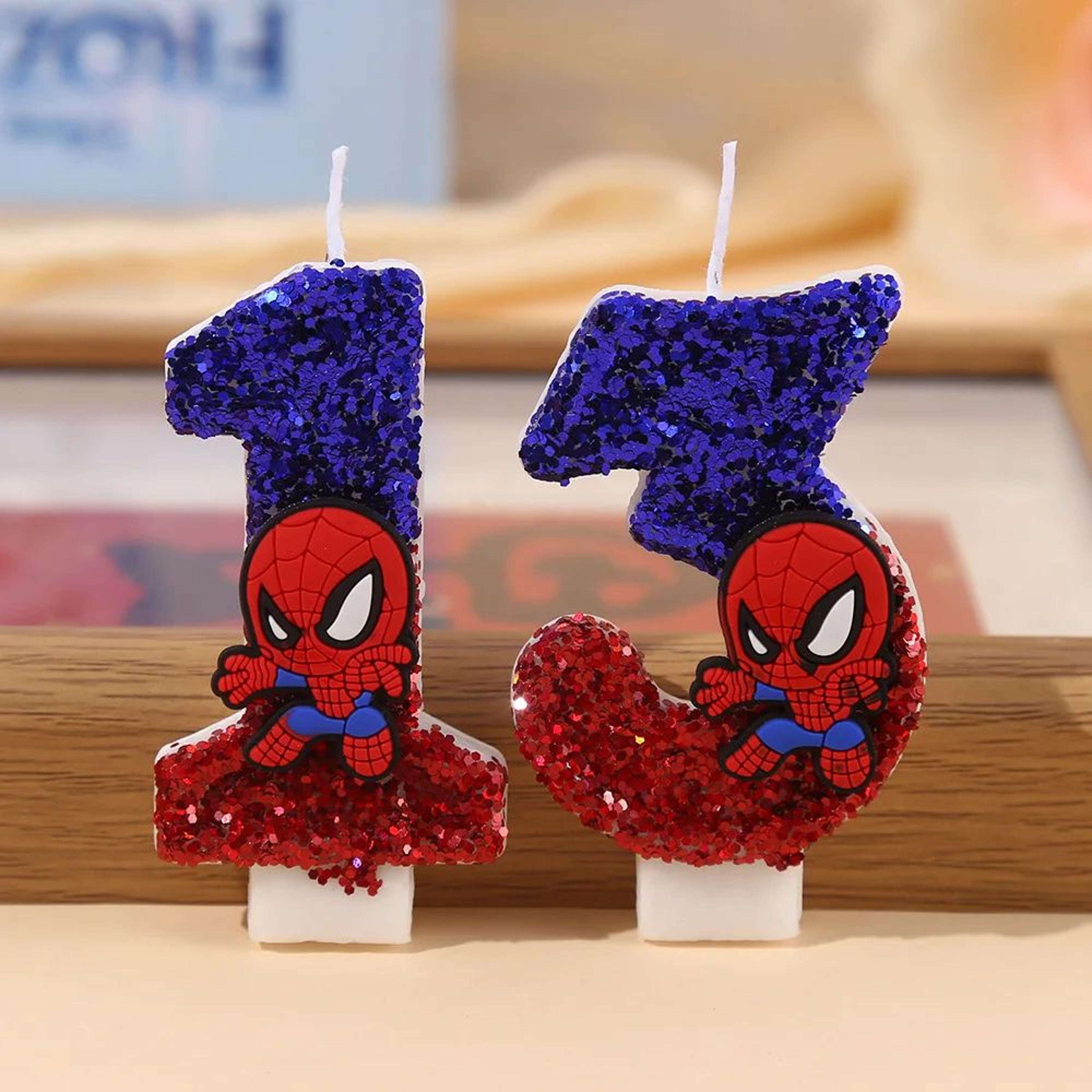 spider man number birthday cake candle for boys party decor