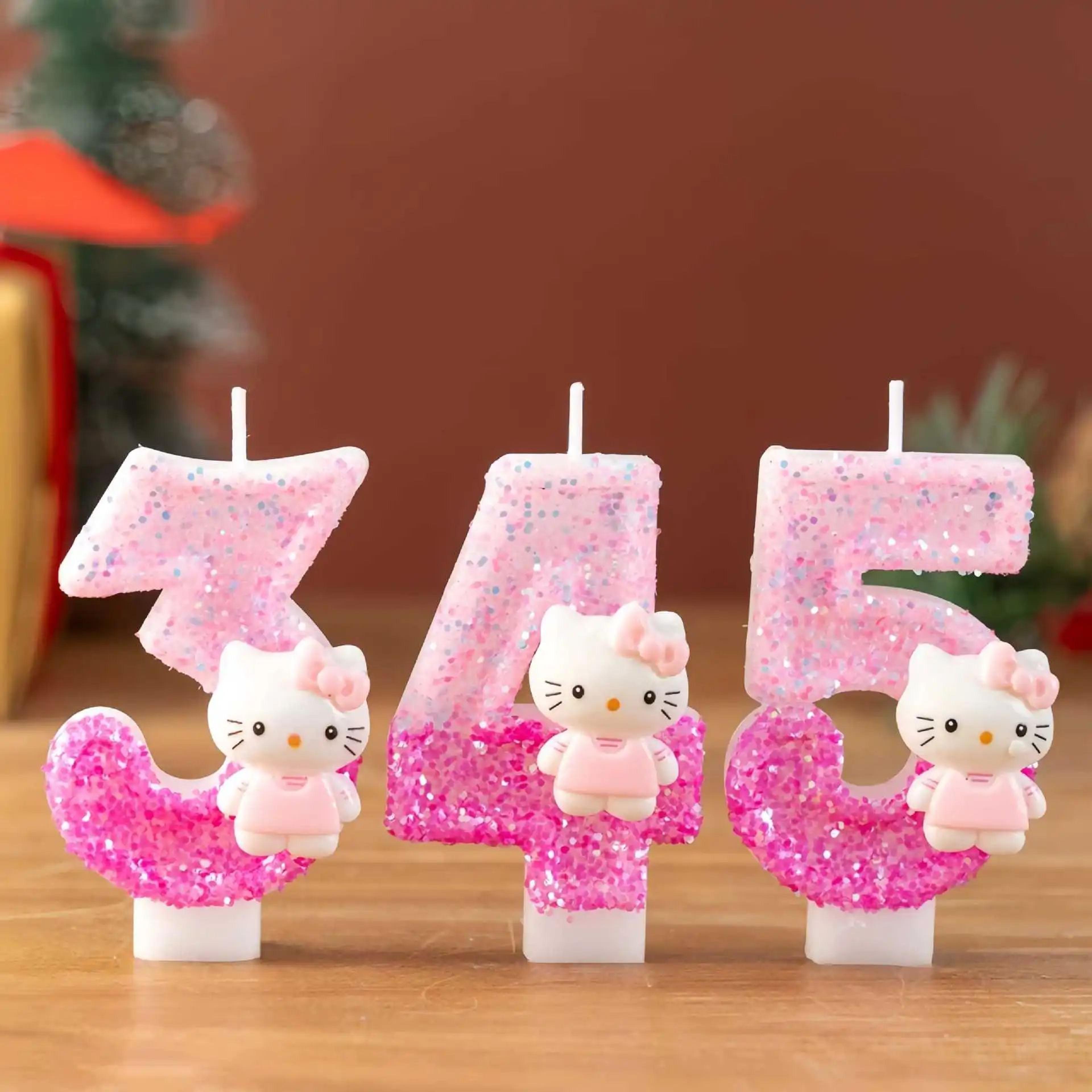 cute cartoon cat number birthday candle for cake decoration