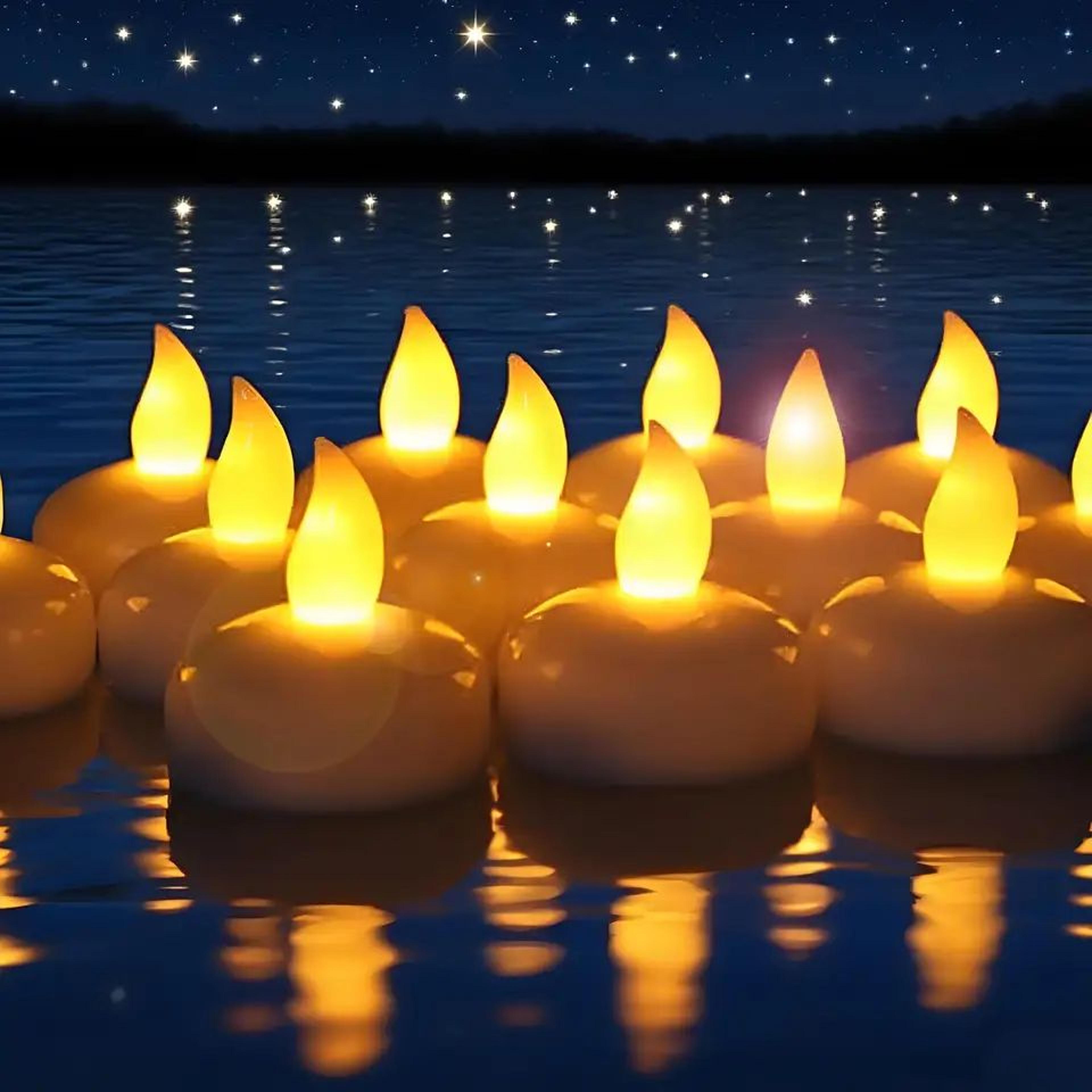 flameless floating led tealight candles waterproof battery operated