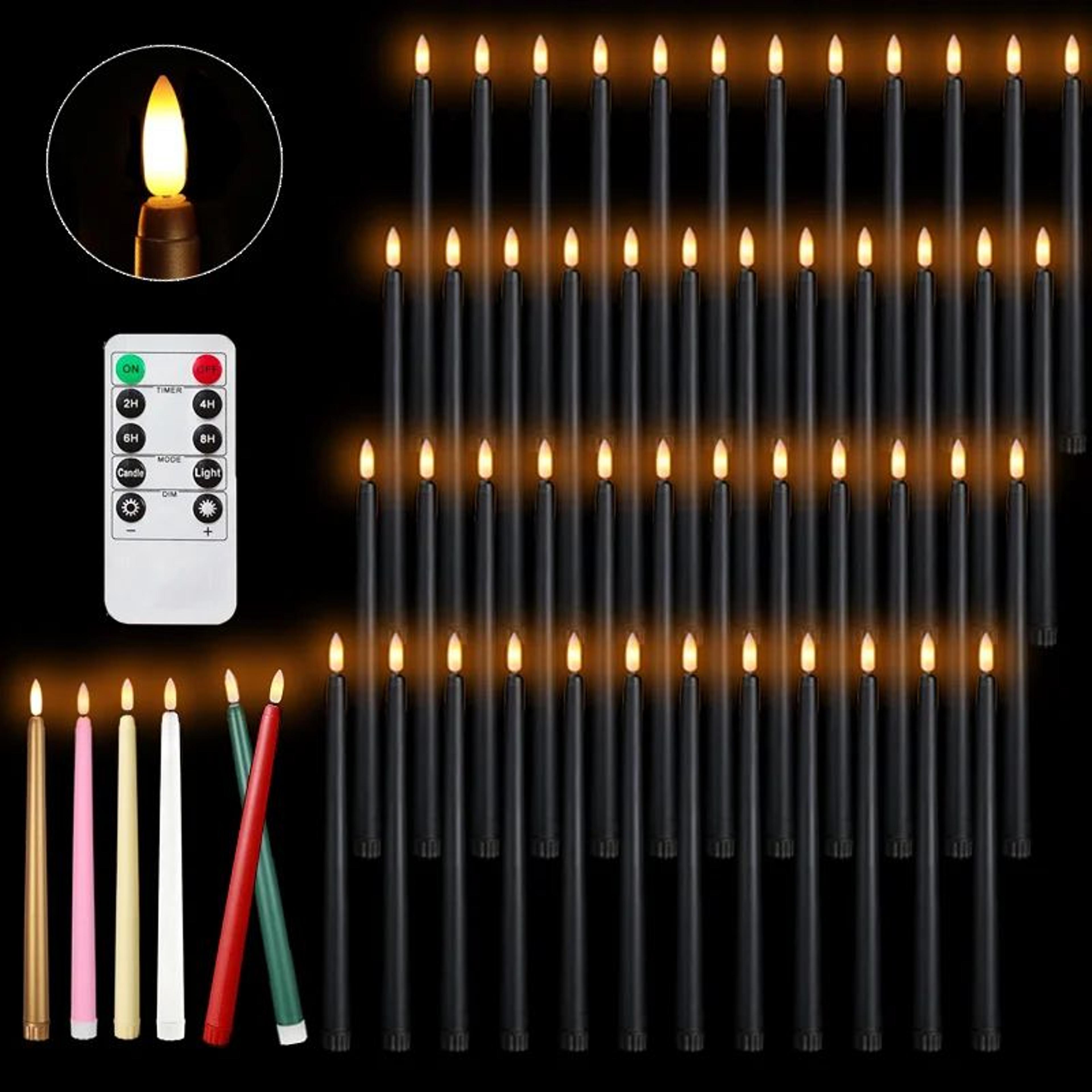flameless black led taper candles battery operated