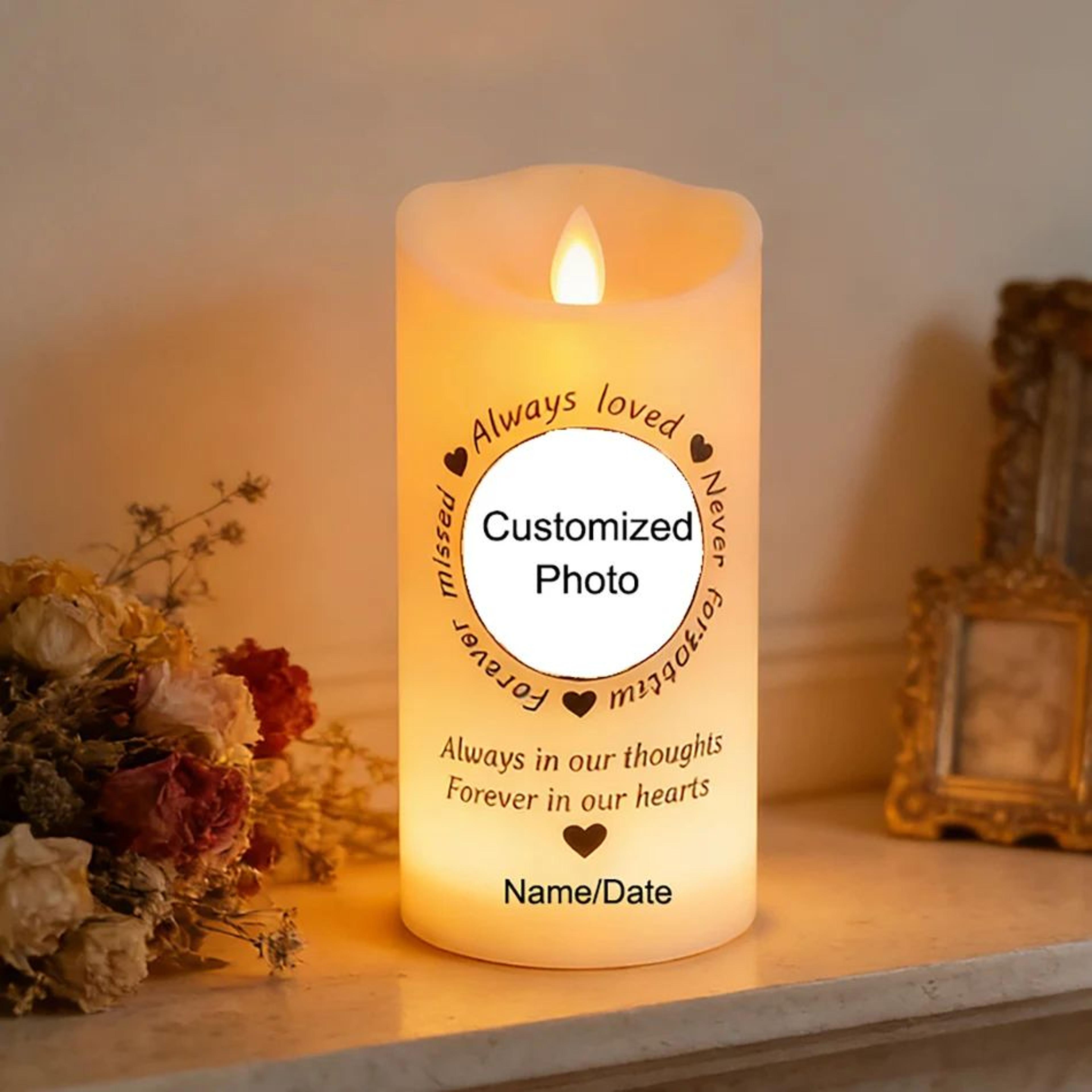 personalized memorial flameless led candle with photo