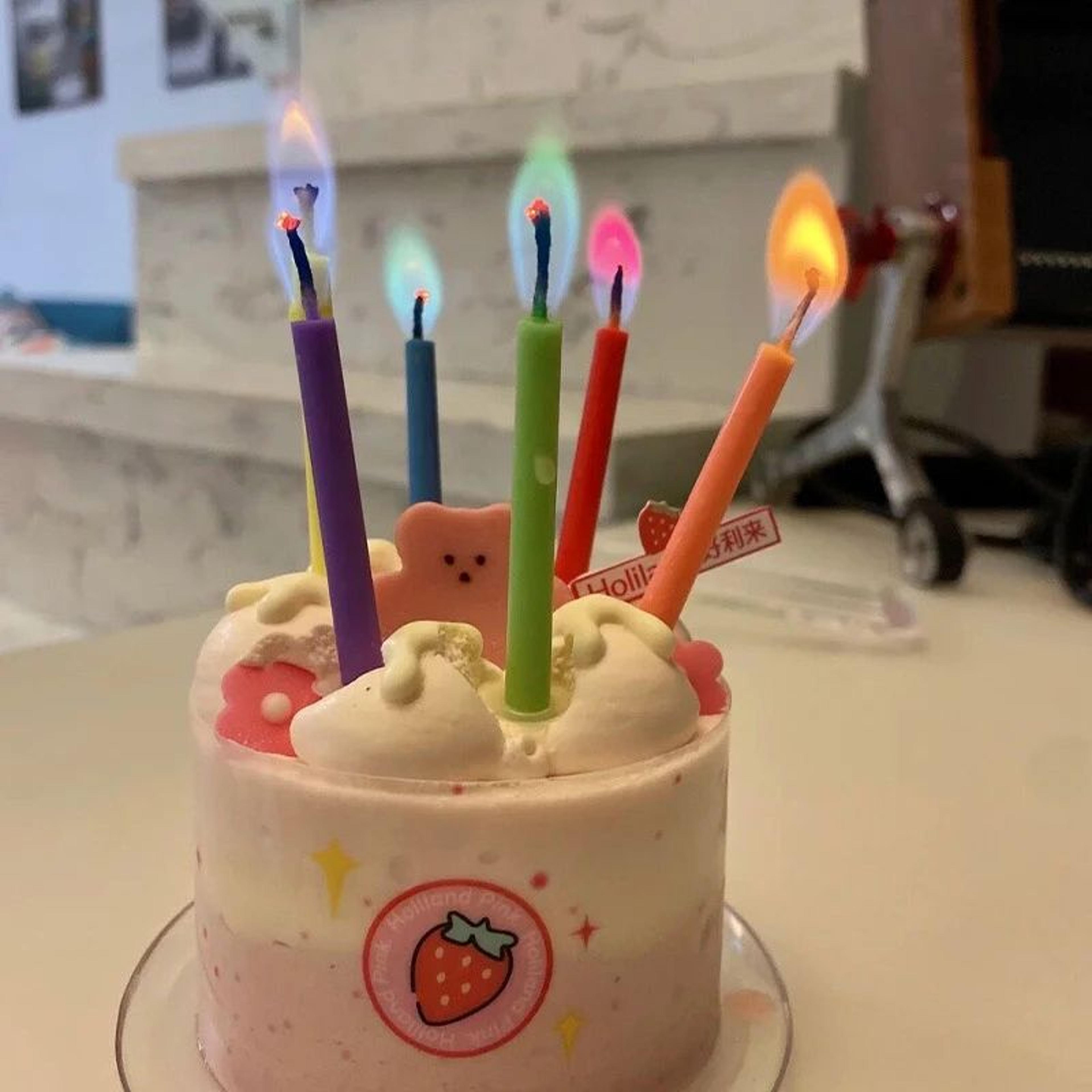 colorful flame birthday candles party celebration set