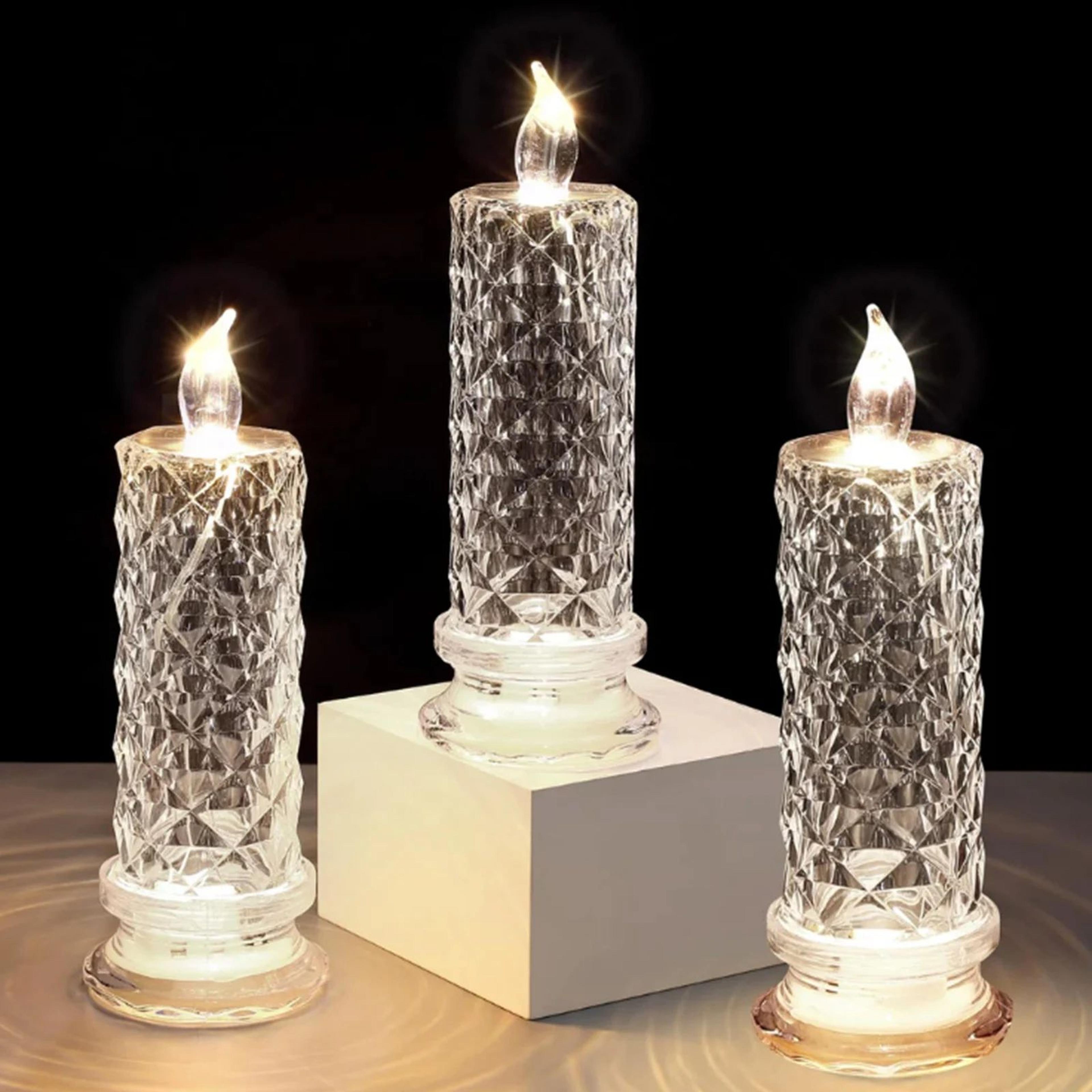 rose crystal flameless led candle decorative light