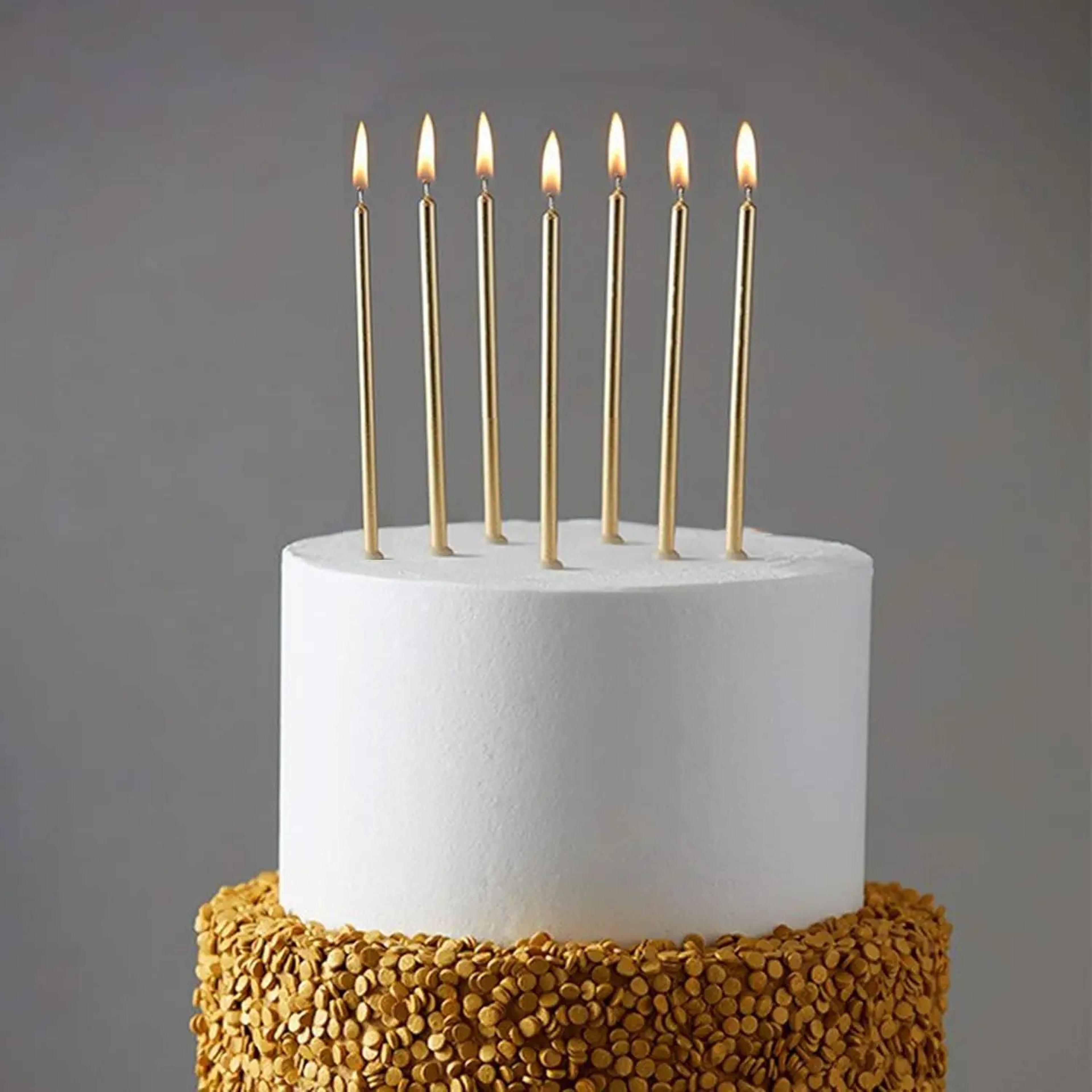 30 piece metallic gold long birthday cake candles