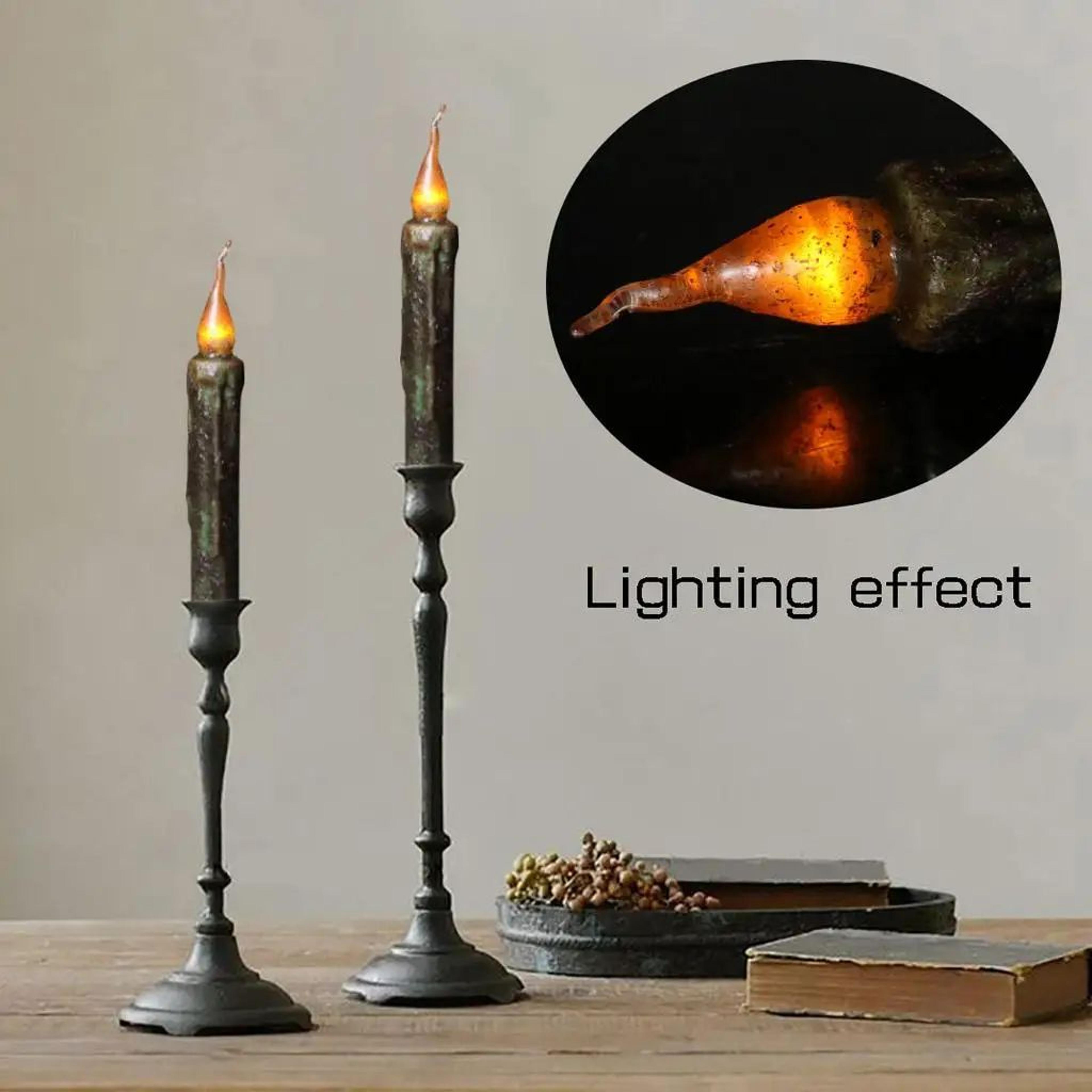 17cm black flameless led wax taper candle