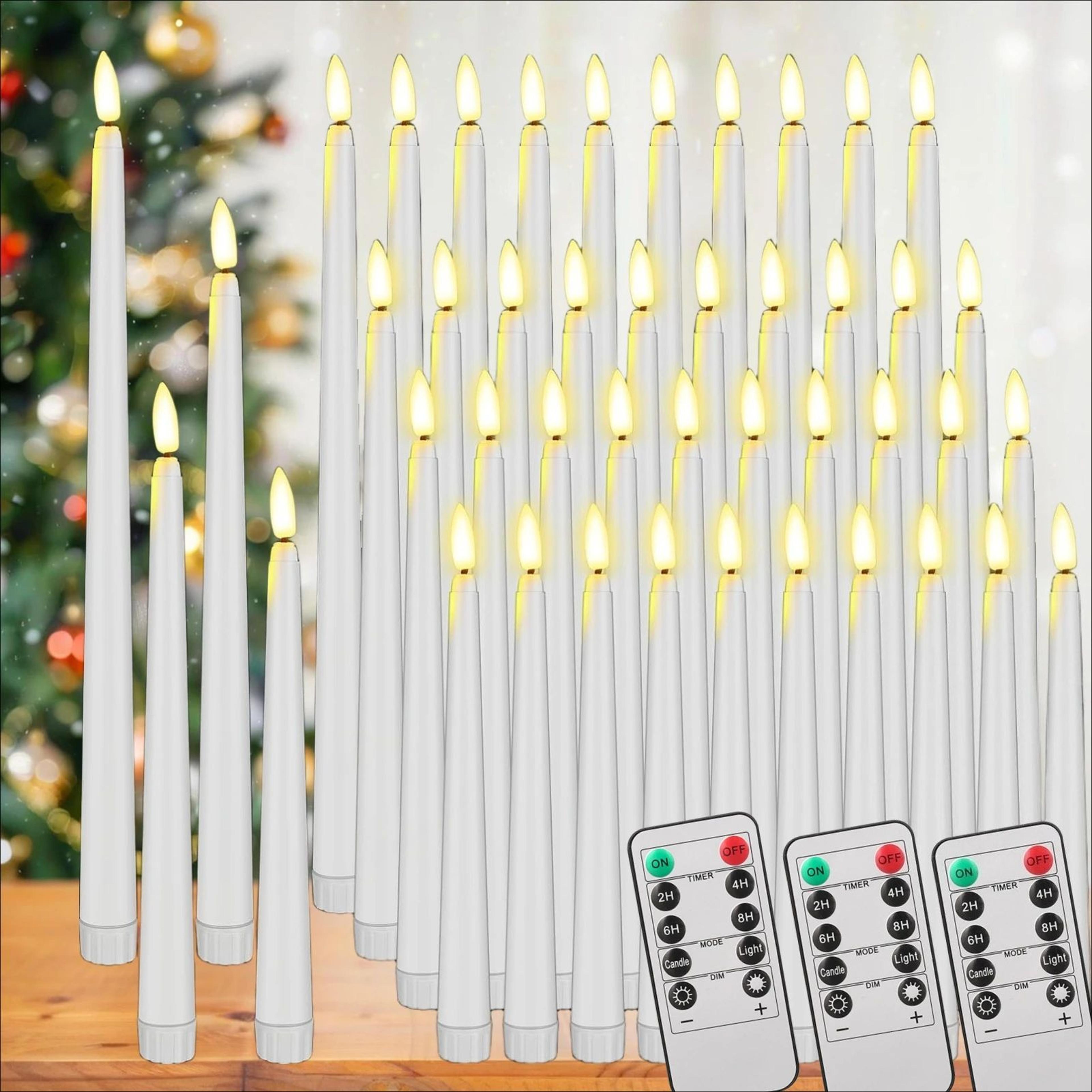 led flameless ivory taper candles with remote and 3d flickering wick