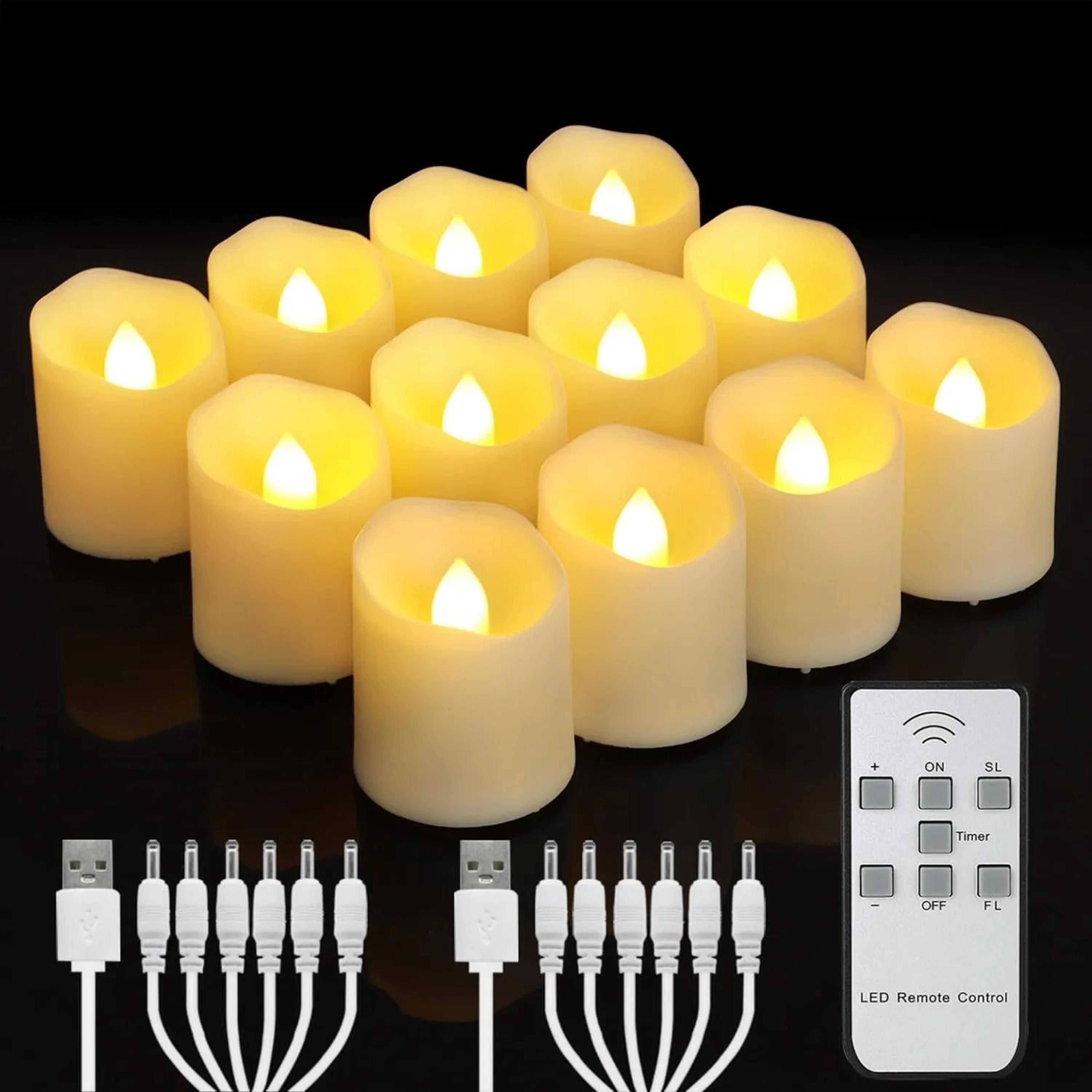 rechargeable led flameless tea candles with remote and timer