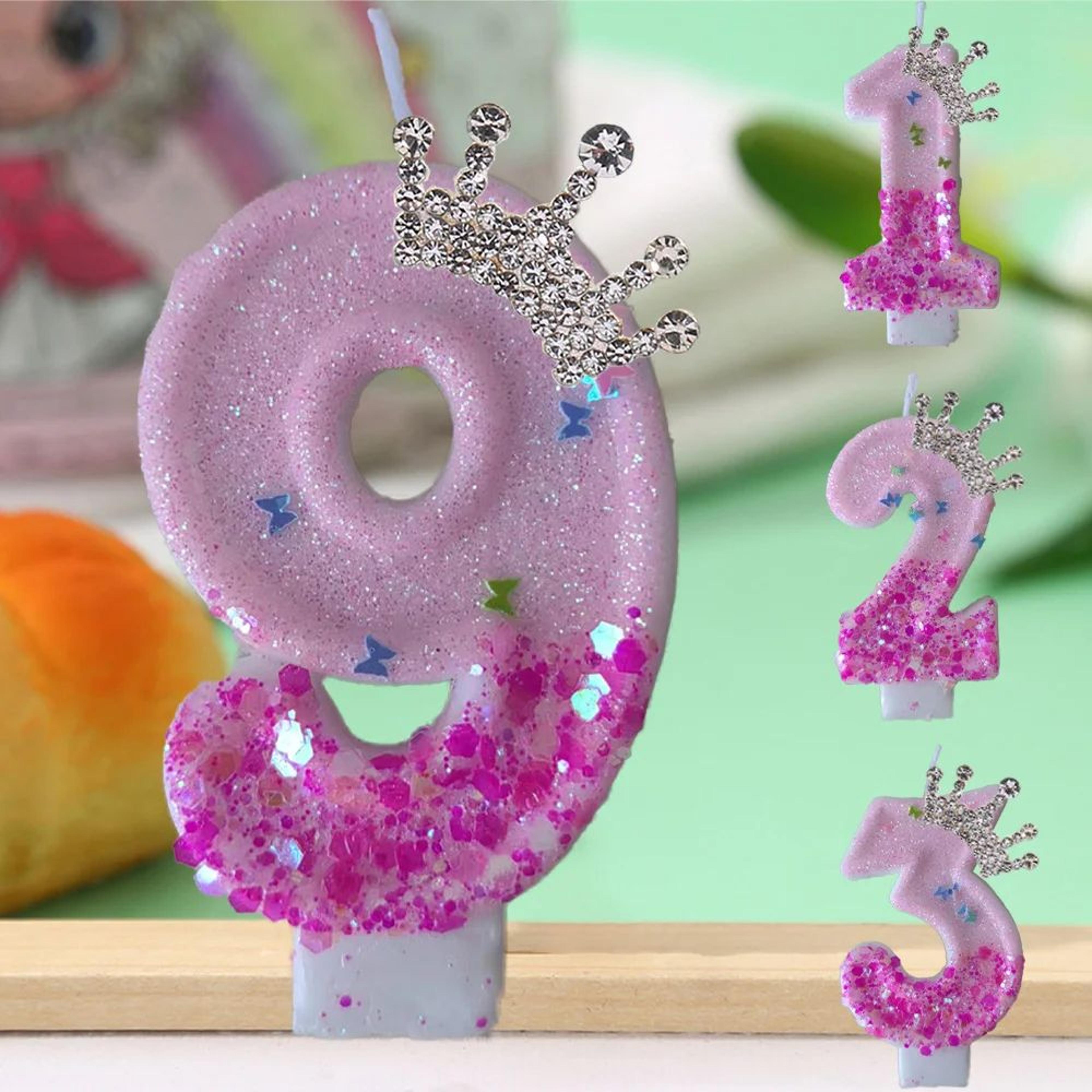 princess crown number birthday cake candle
