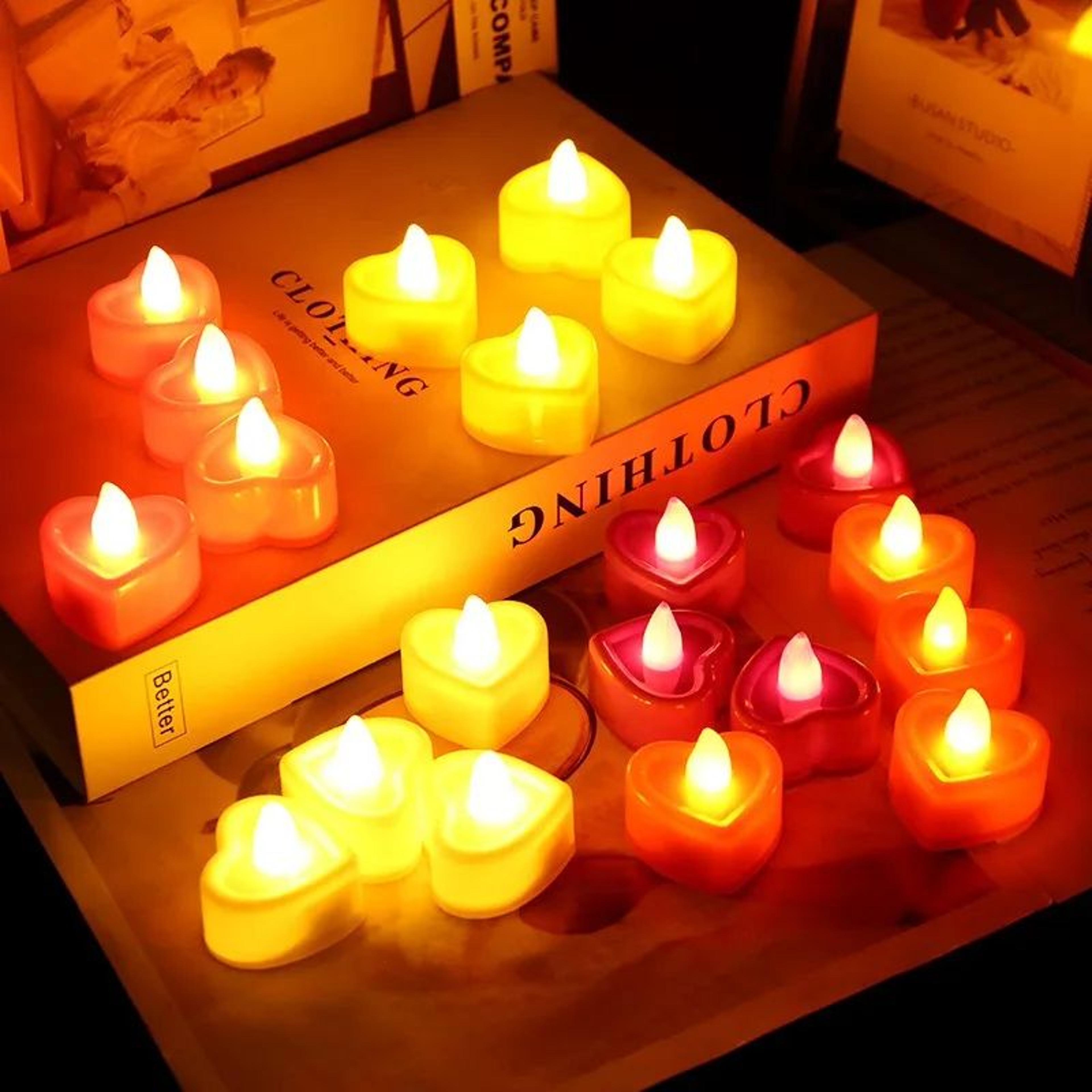 heart shaped led tealight candles battery operated flickering lights