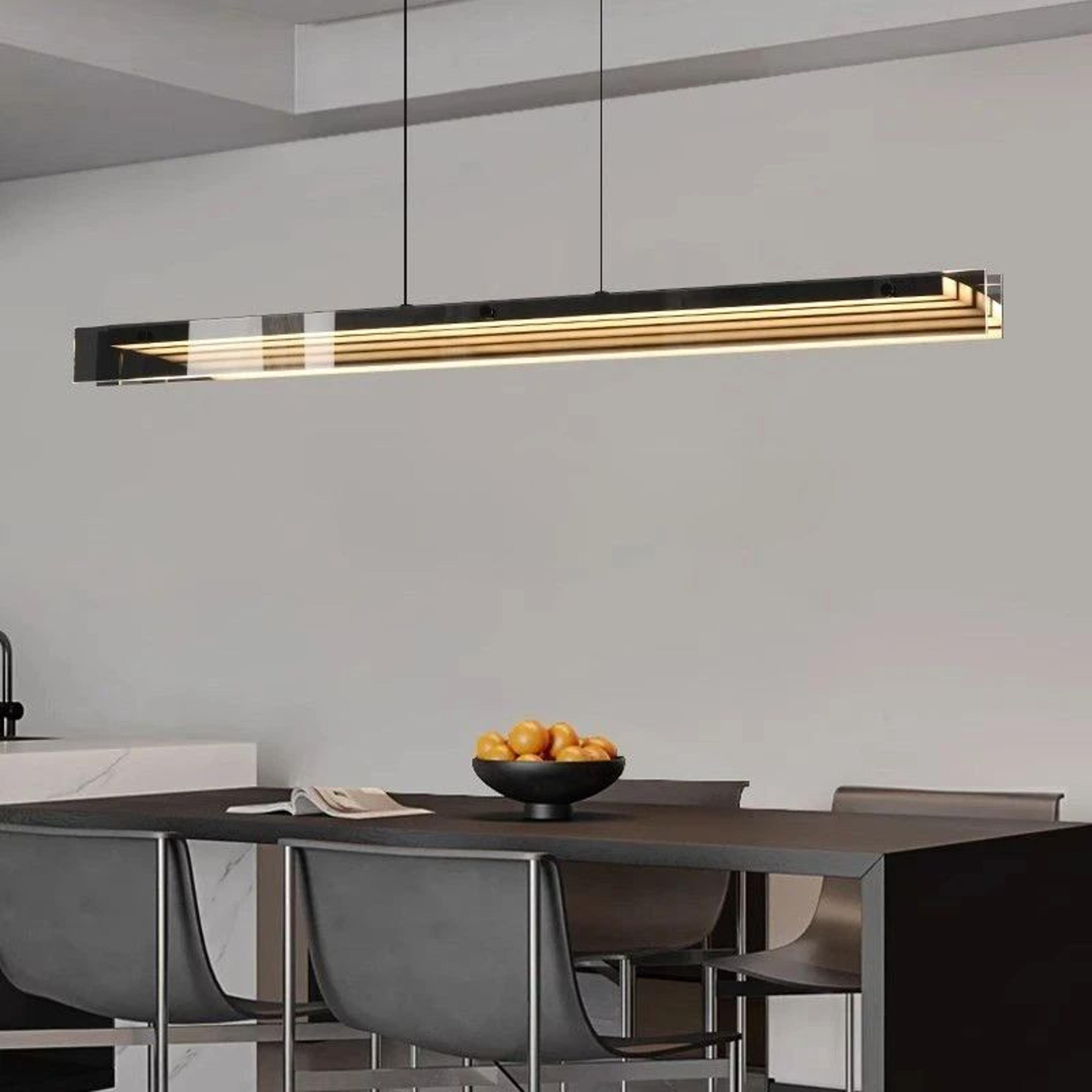 modern long glass pendant light for dining room and kitchen island