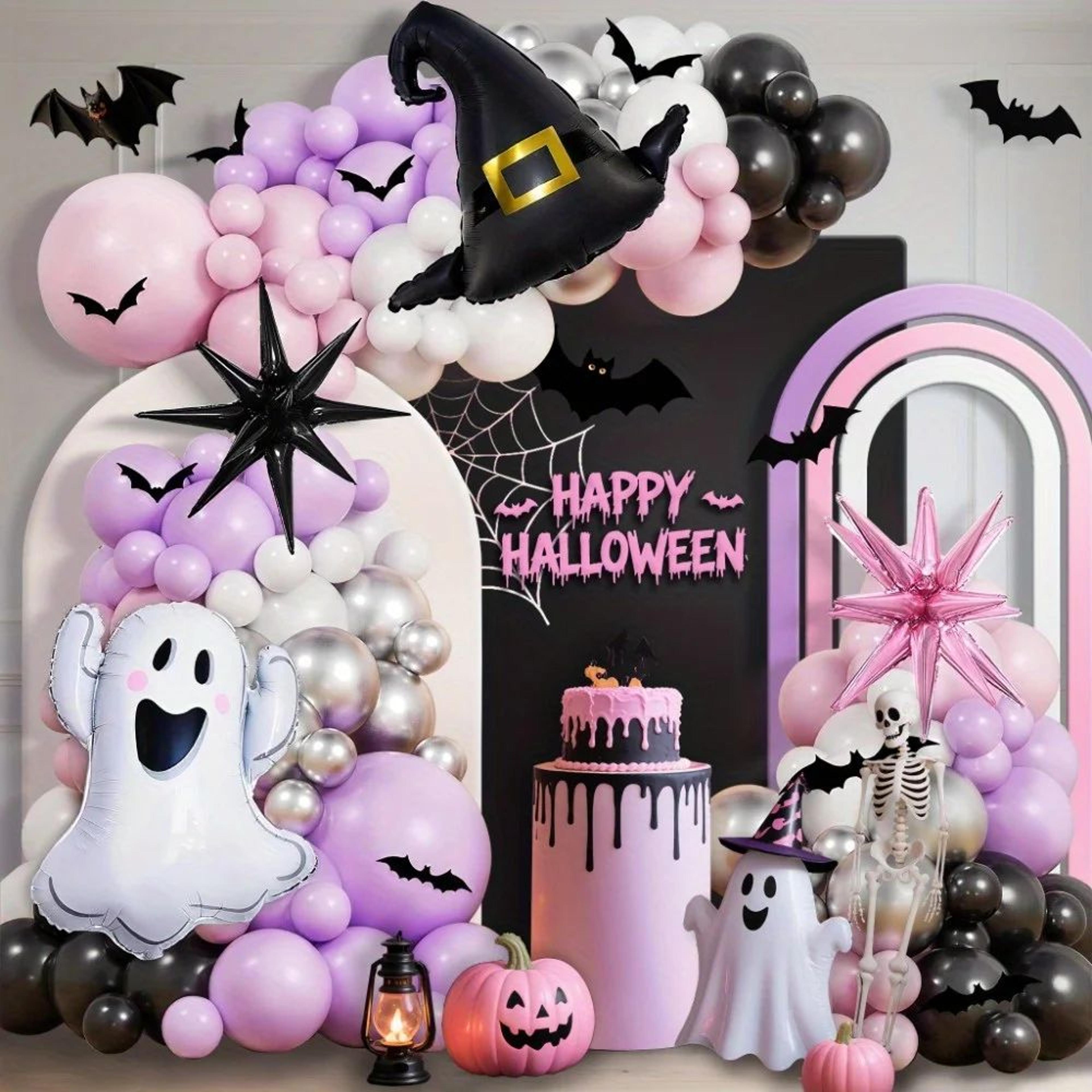 148 piece pink and purple halloween balloon decoration set