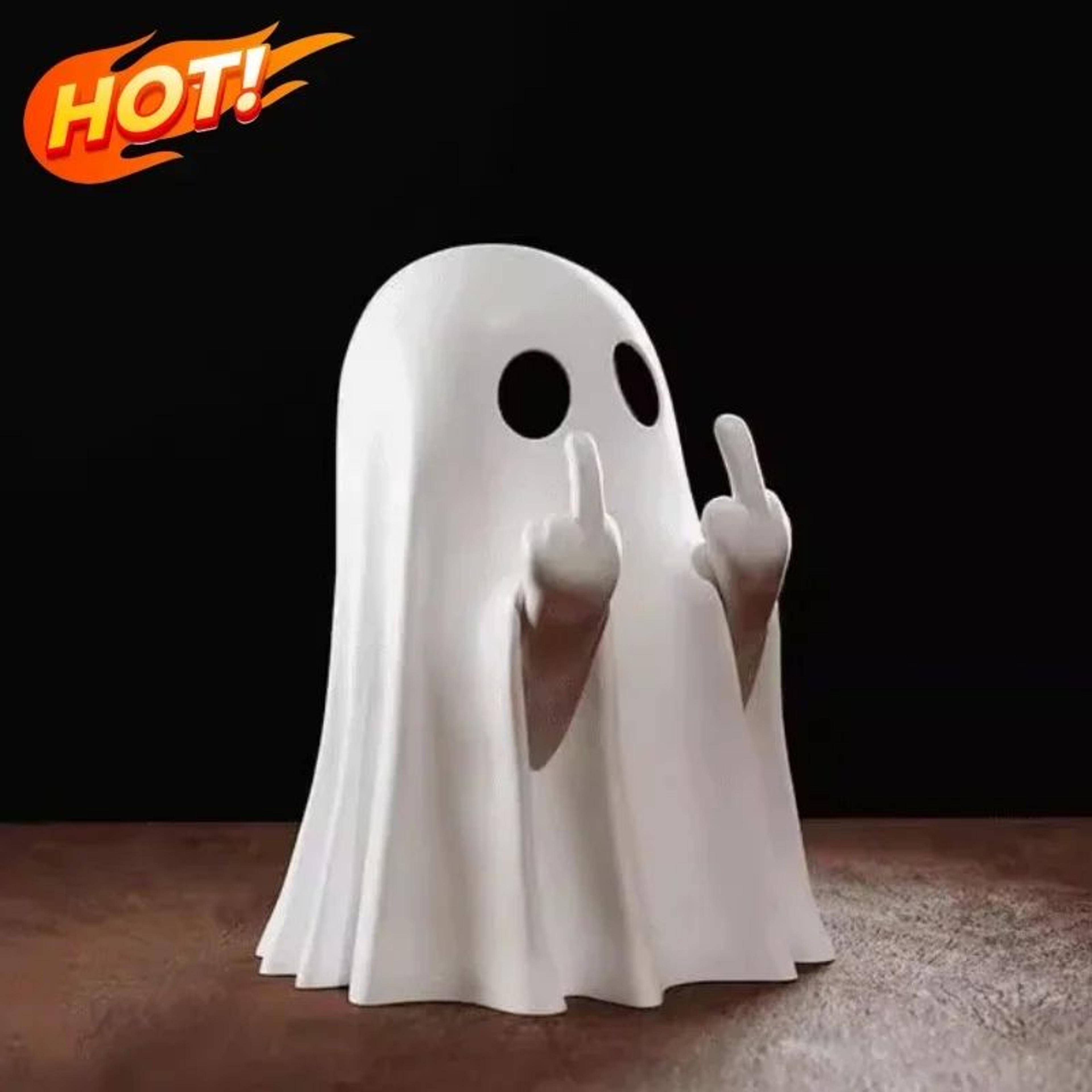 funny ghost middle finger halloween resin figurine