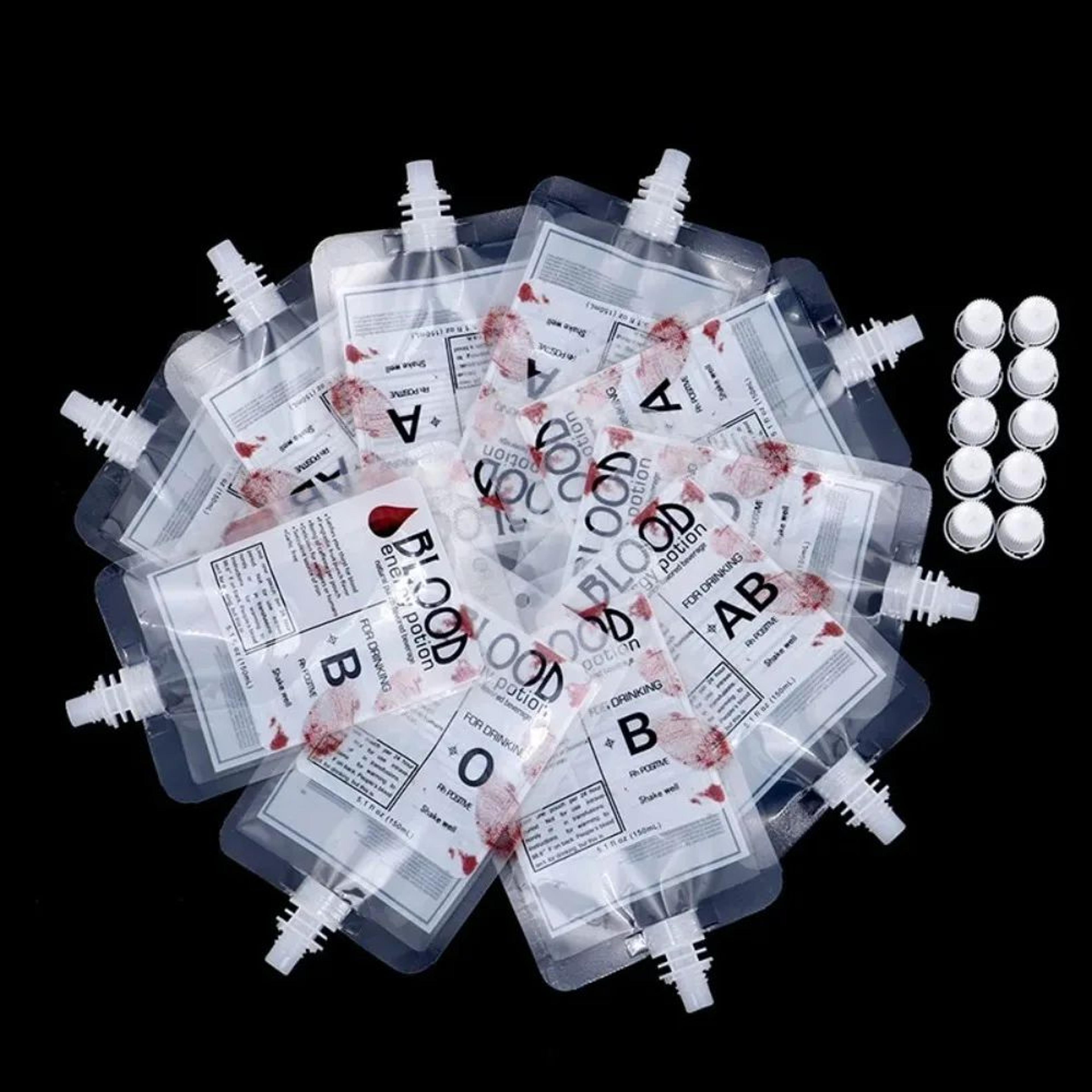 10 piece halloween vampire blood drink pouch set
