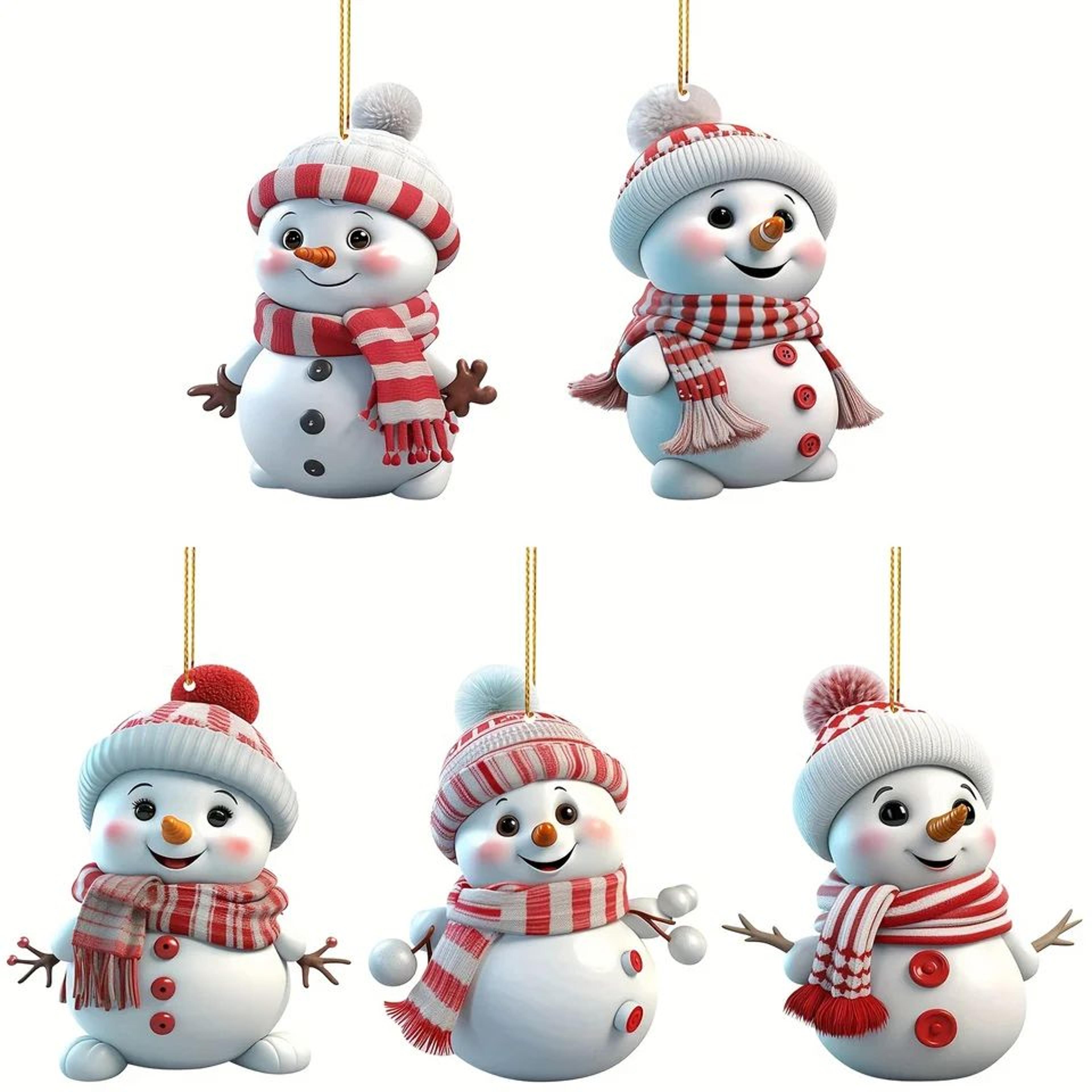 5 piece acrylic snowman christmas hanging ornaments