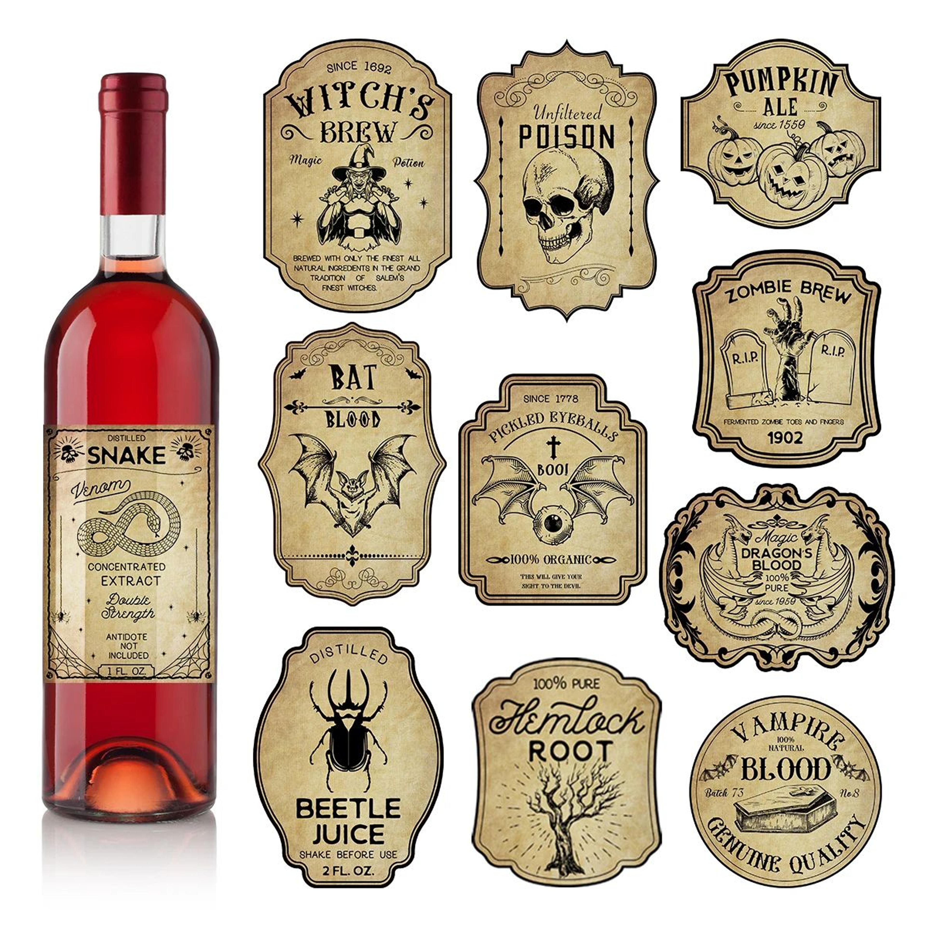 vintage halloween gothic wine bottle label stickers