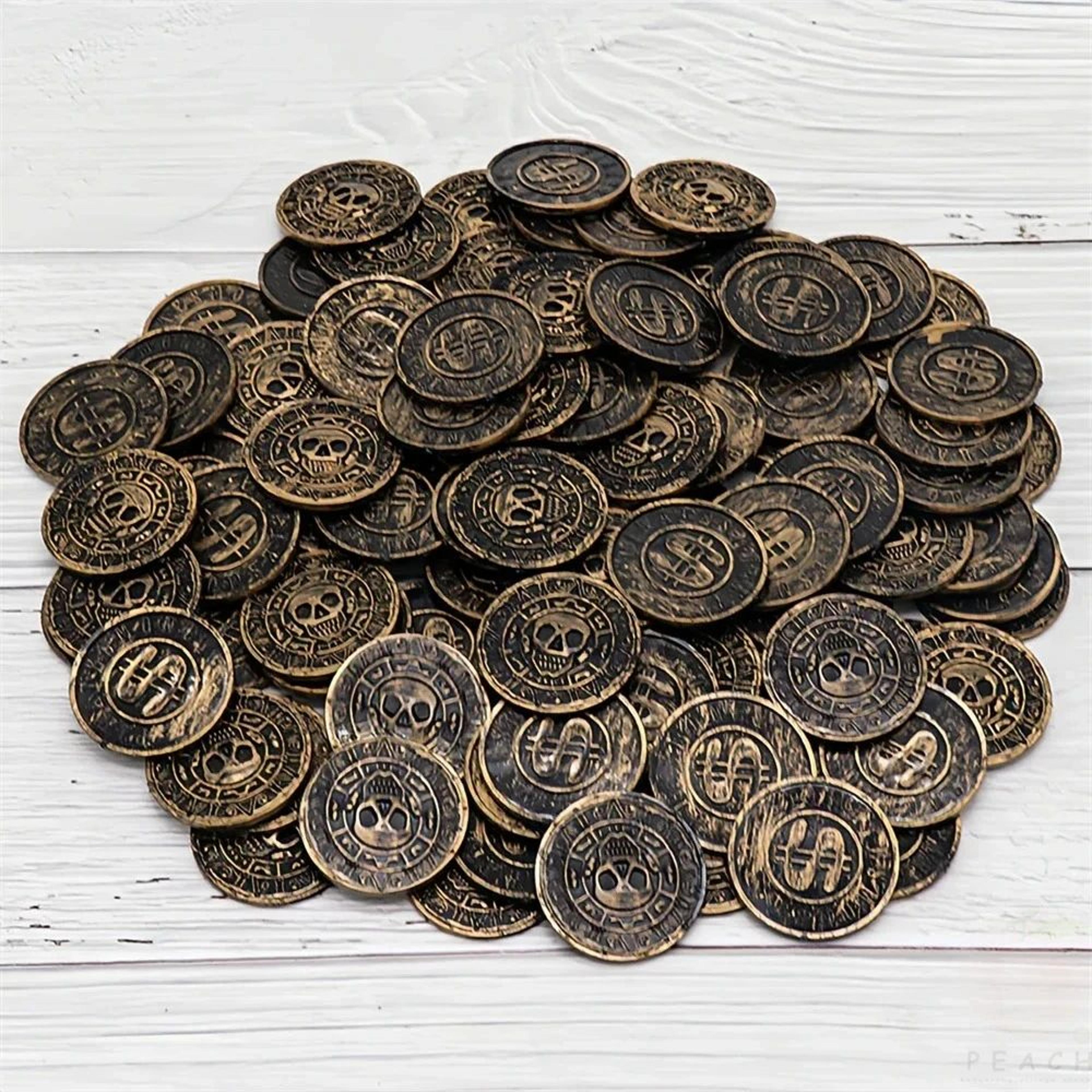 retro pirate gold coins fake treasure party favor set