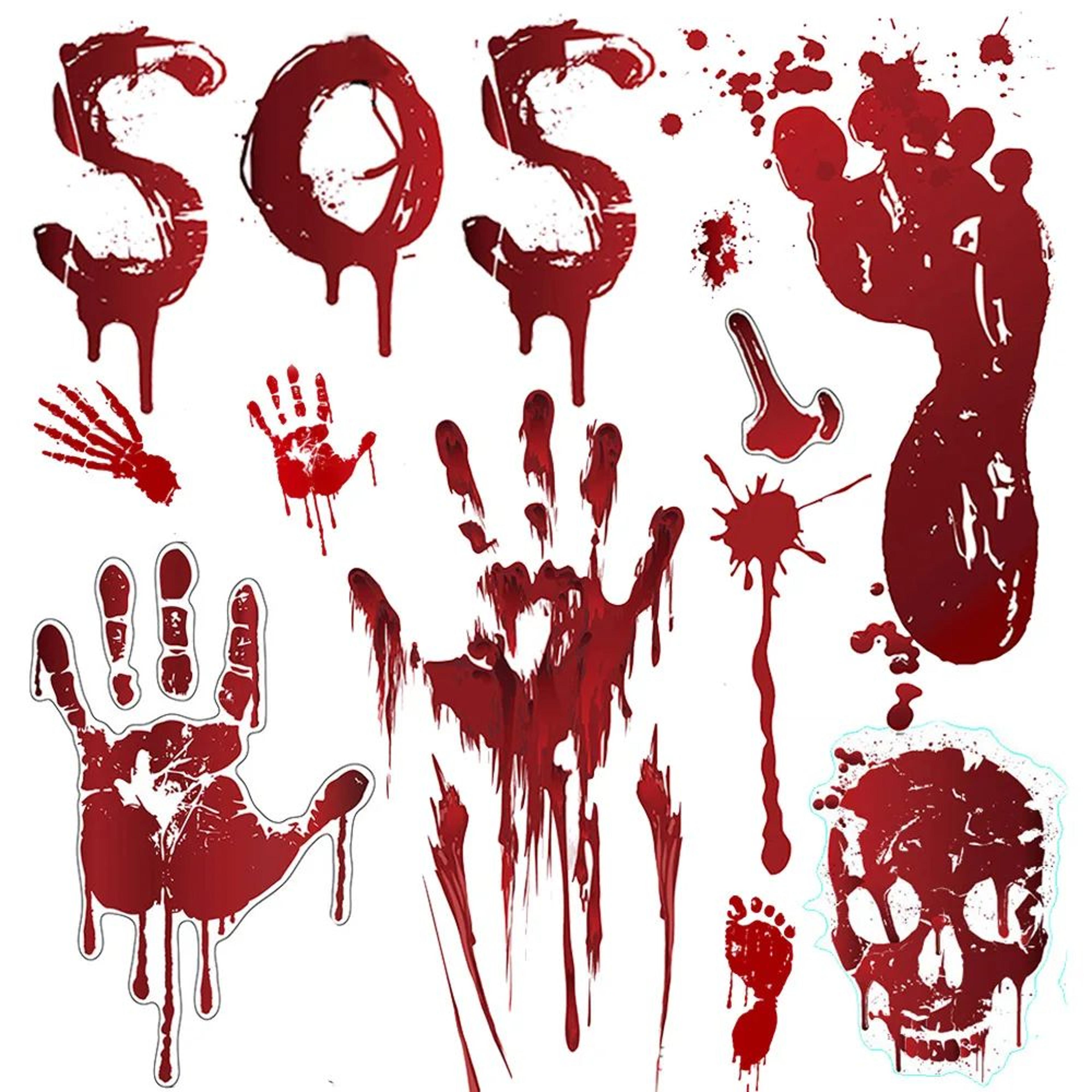 halloween bloody handprint wall window sticker horror decal set