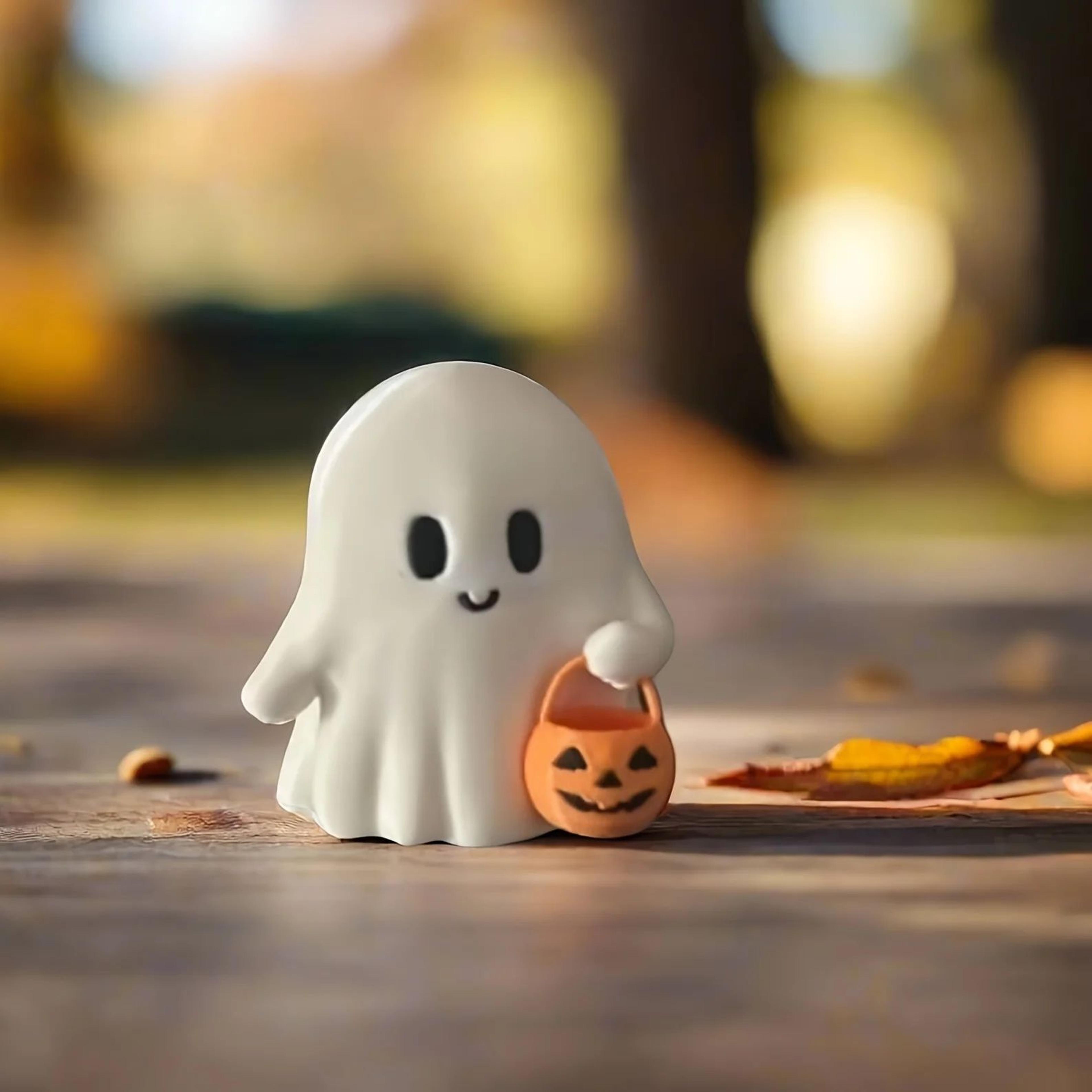 cute anime pumpkin ghost statue halloween tabletop decoration