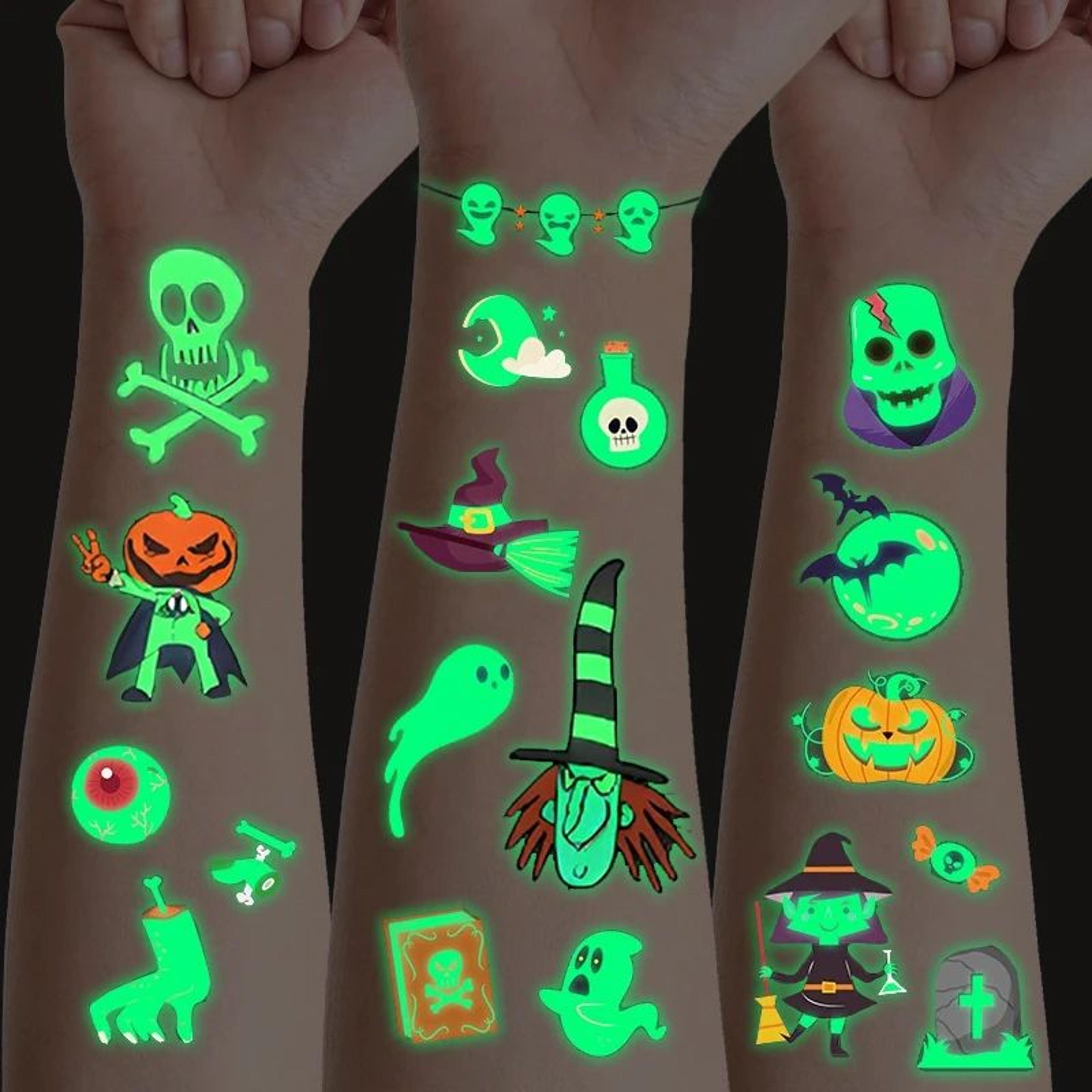 10 sheet glow in the dark halloween temporary tattoo stickers