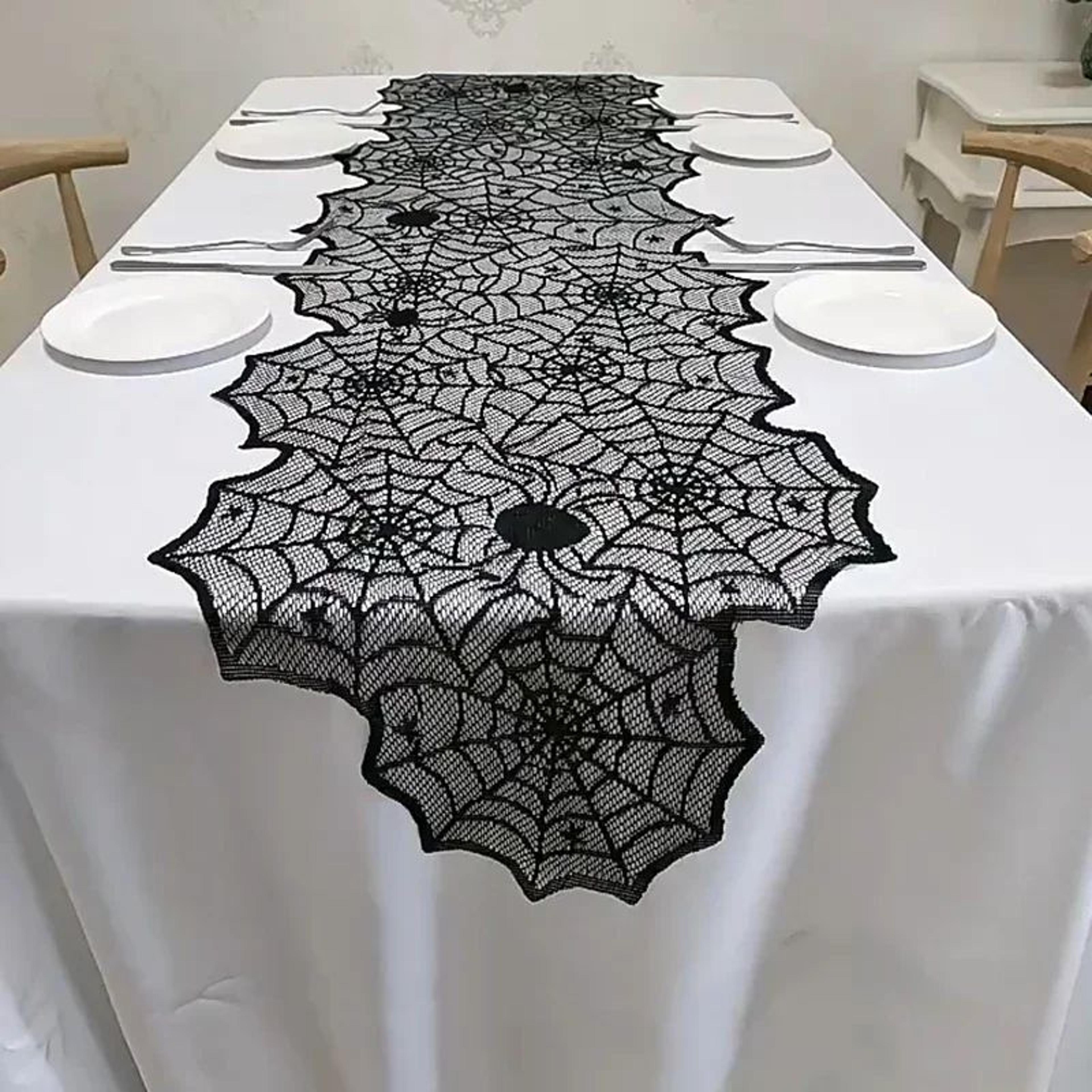 halloween lace spider web tablecloth mantel scarf