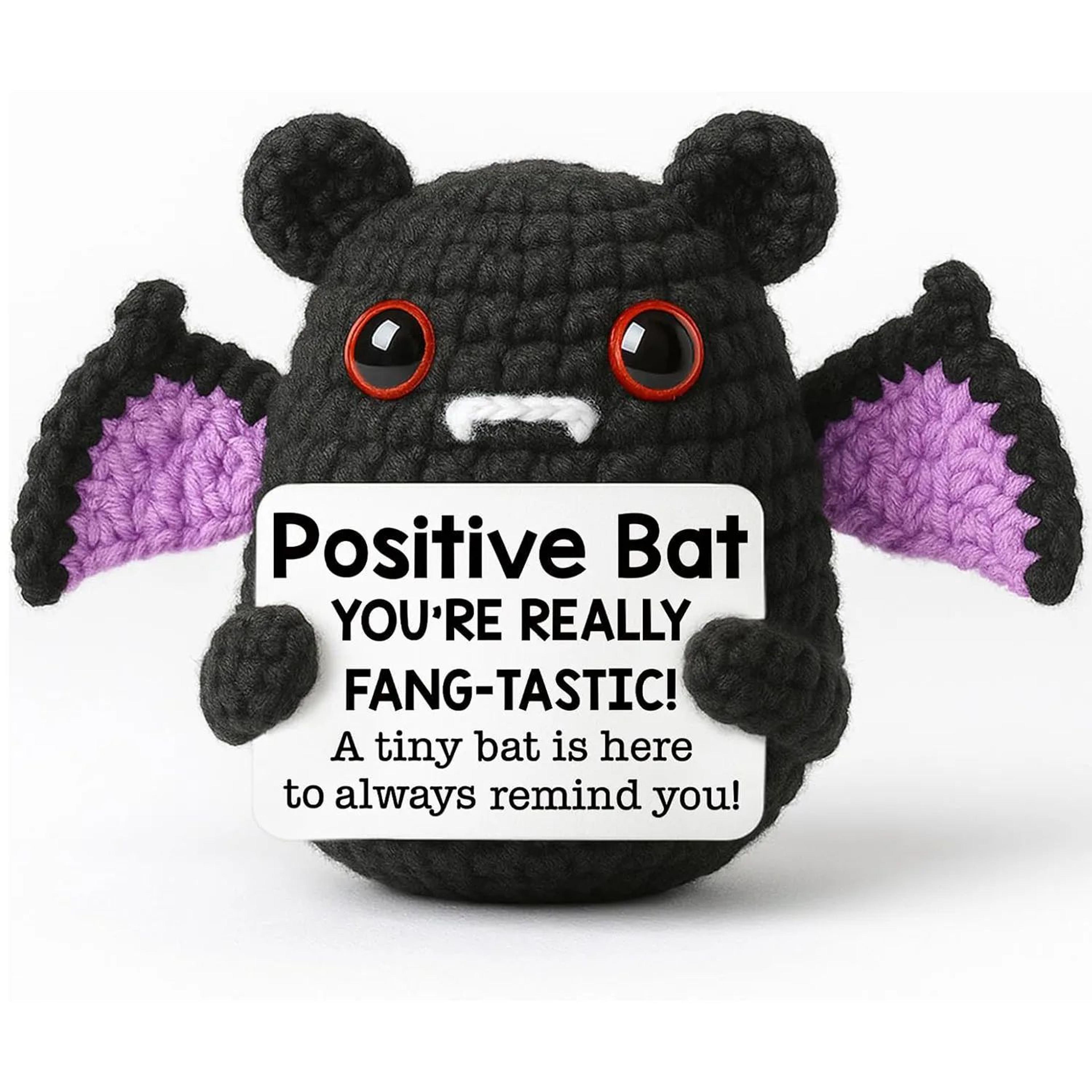 handmade positive bat plush doll with card