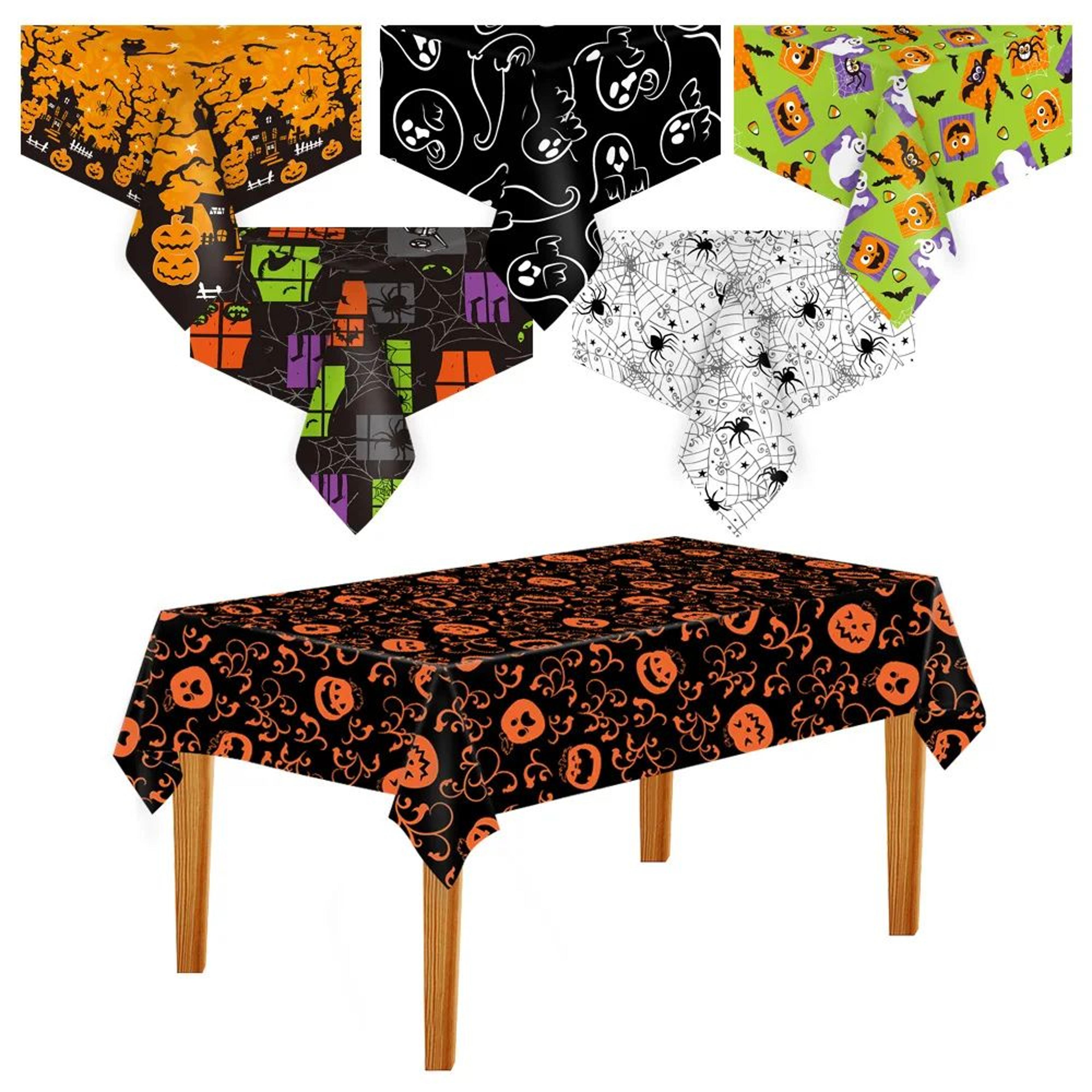 halloween pumpkin spider web table cover